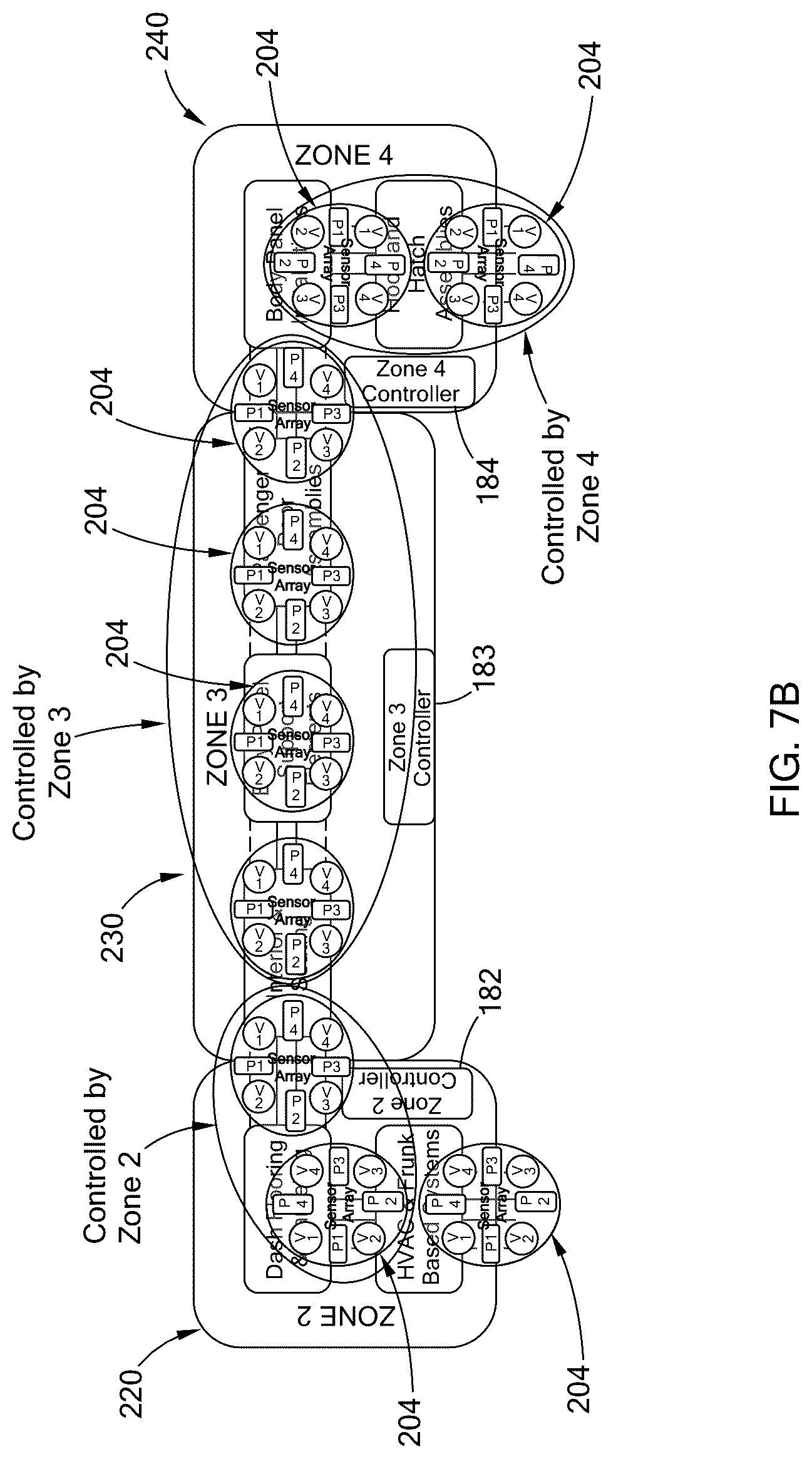 Patent US12619242 Figure 8 – Facility sensory system for monitoring, guiding, and protecting flexible modular platforms moving through an assembly line