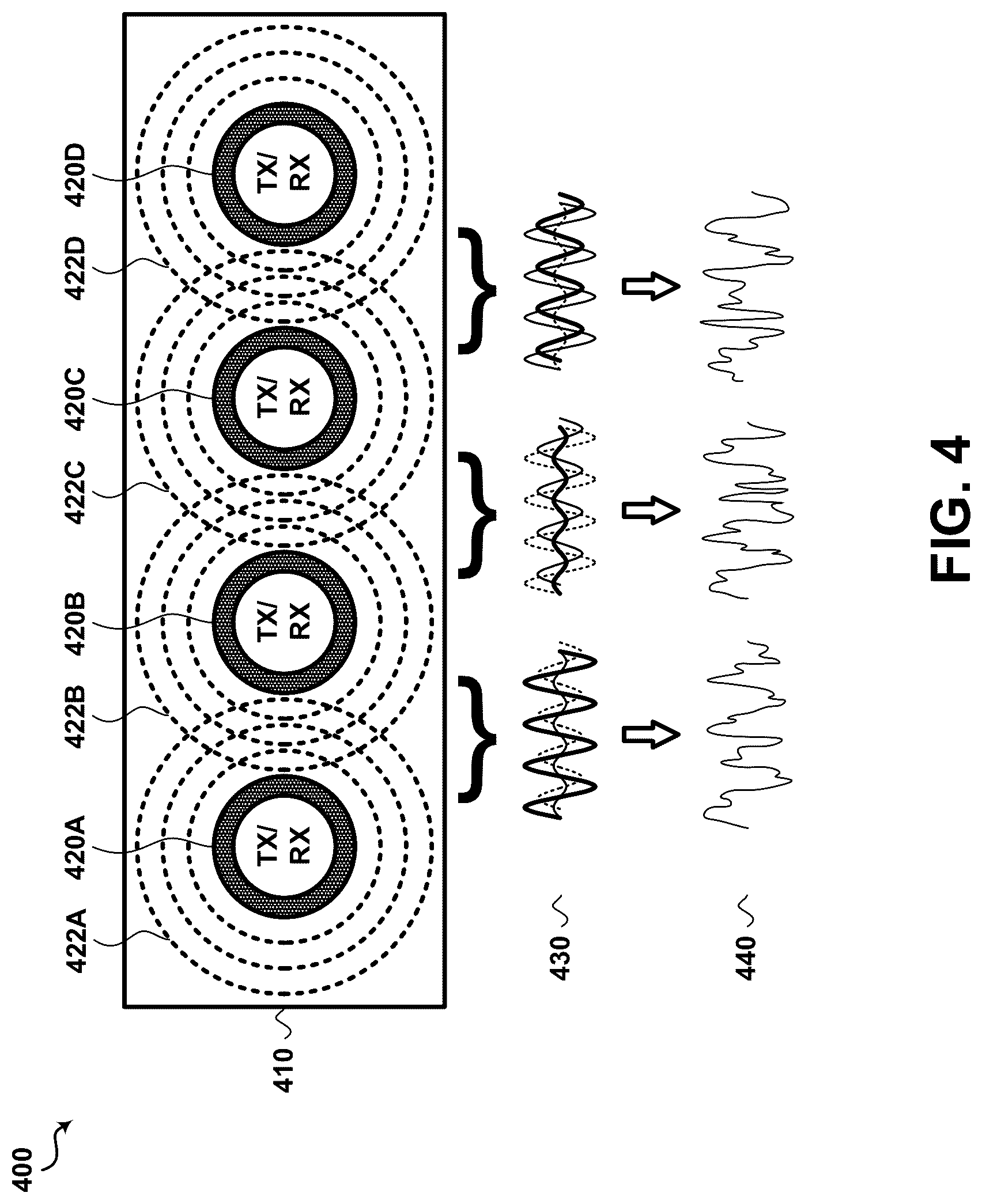 Patent US12619250 Figure 7 – Ultrasonic piezoelectric transceiver sensor for full surface contact localization