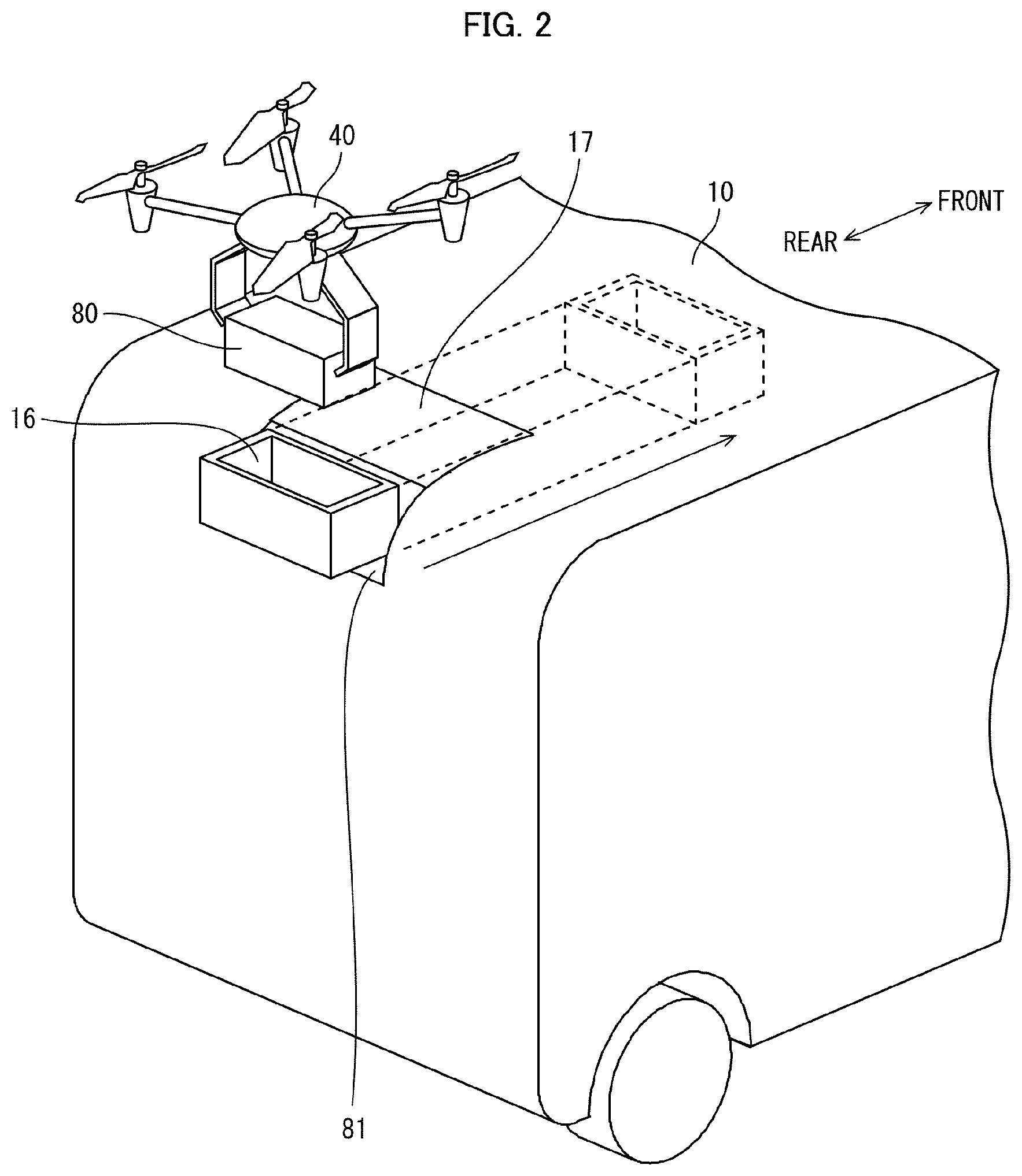 Patent US12619261 Figure 2 – Control device, control method, and storage medium controlling a module to deliver a product to a user in a travelling moving body