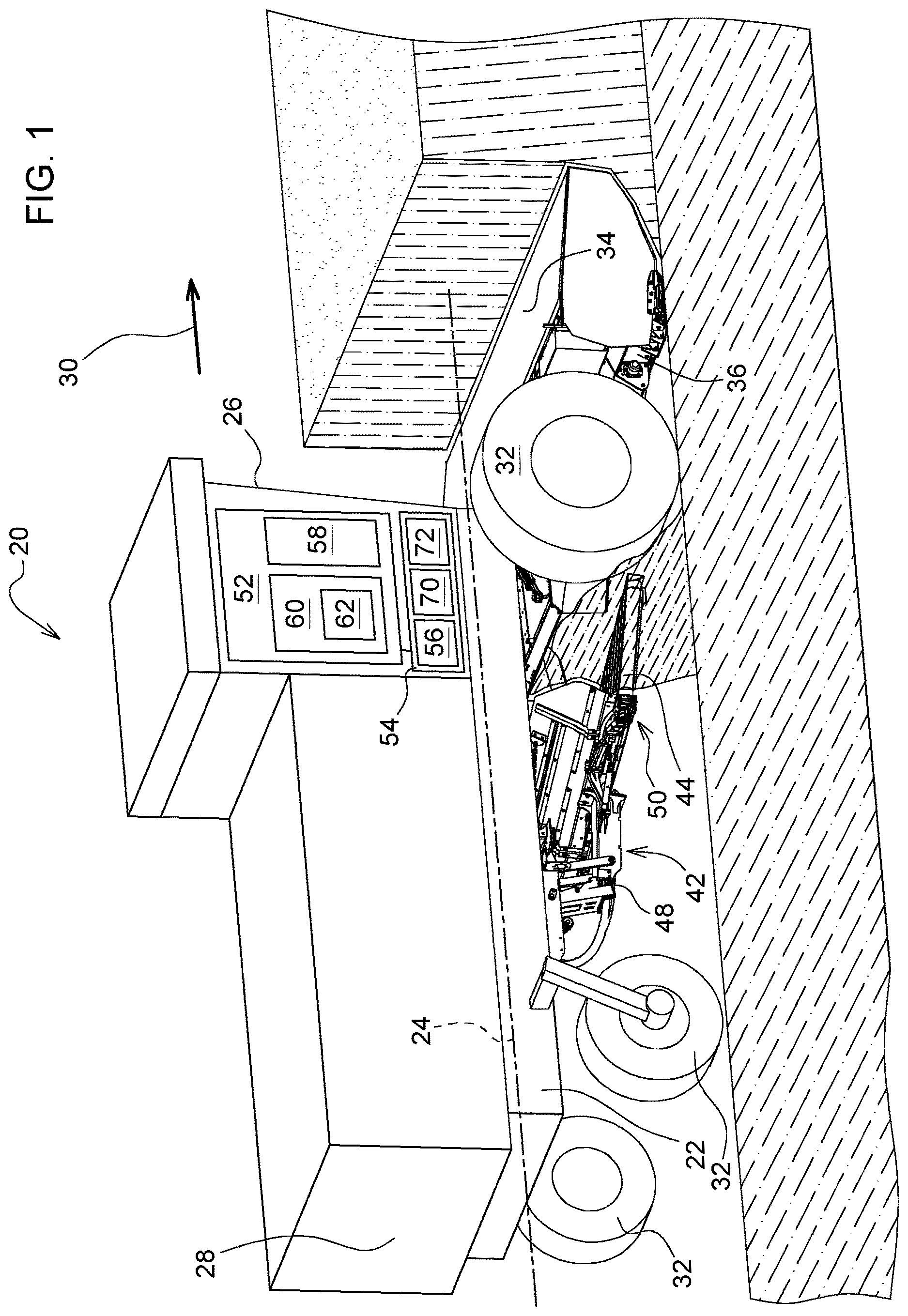 Patent US12619266 Figure 1 – Windrower implement with merger attachment