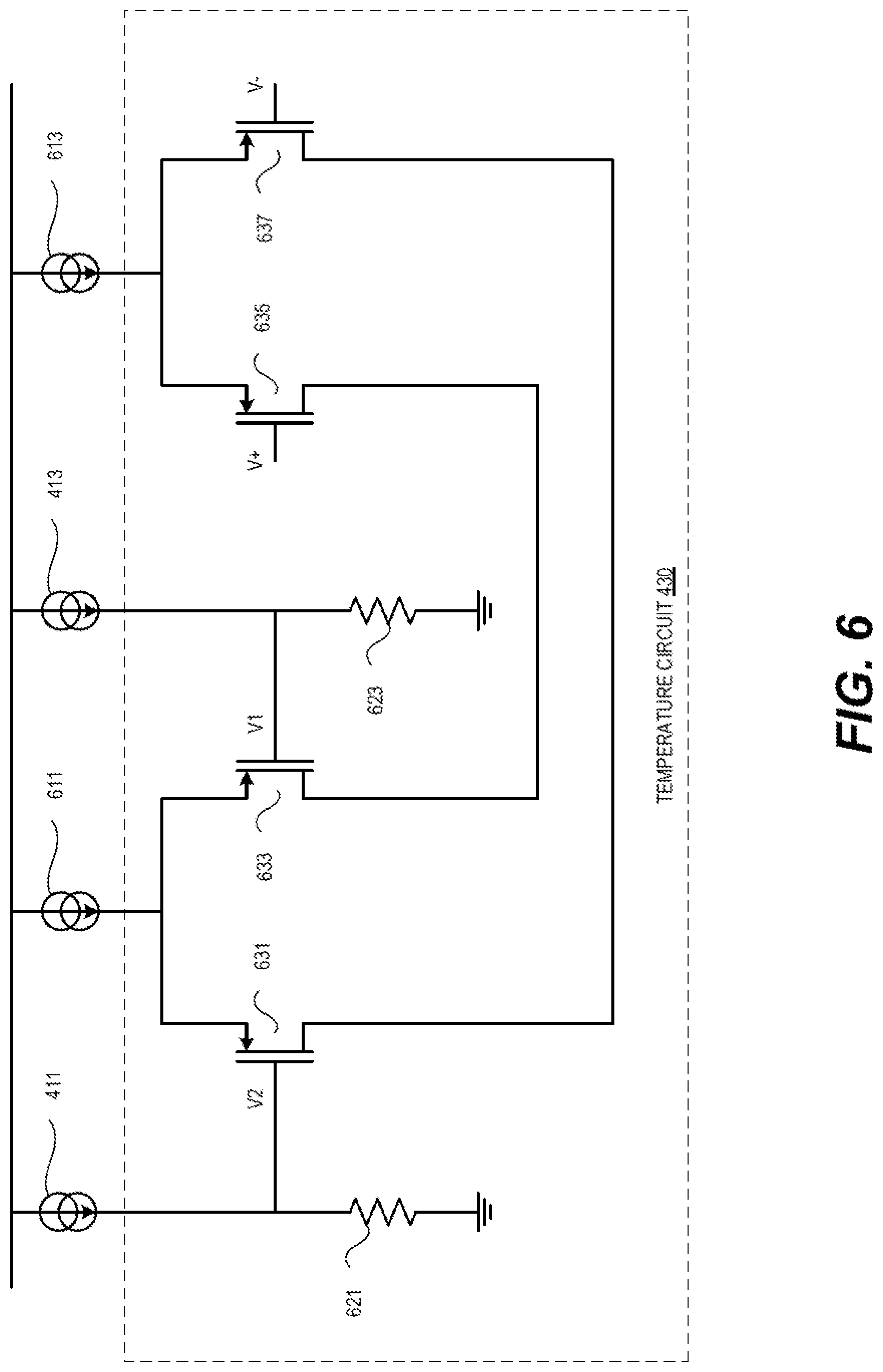 Patent US12619268 Figure 6 – Current sensing circuit with temperature coefficient compensation