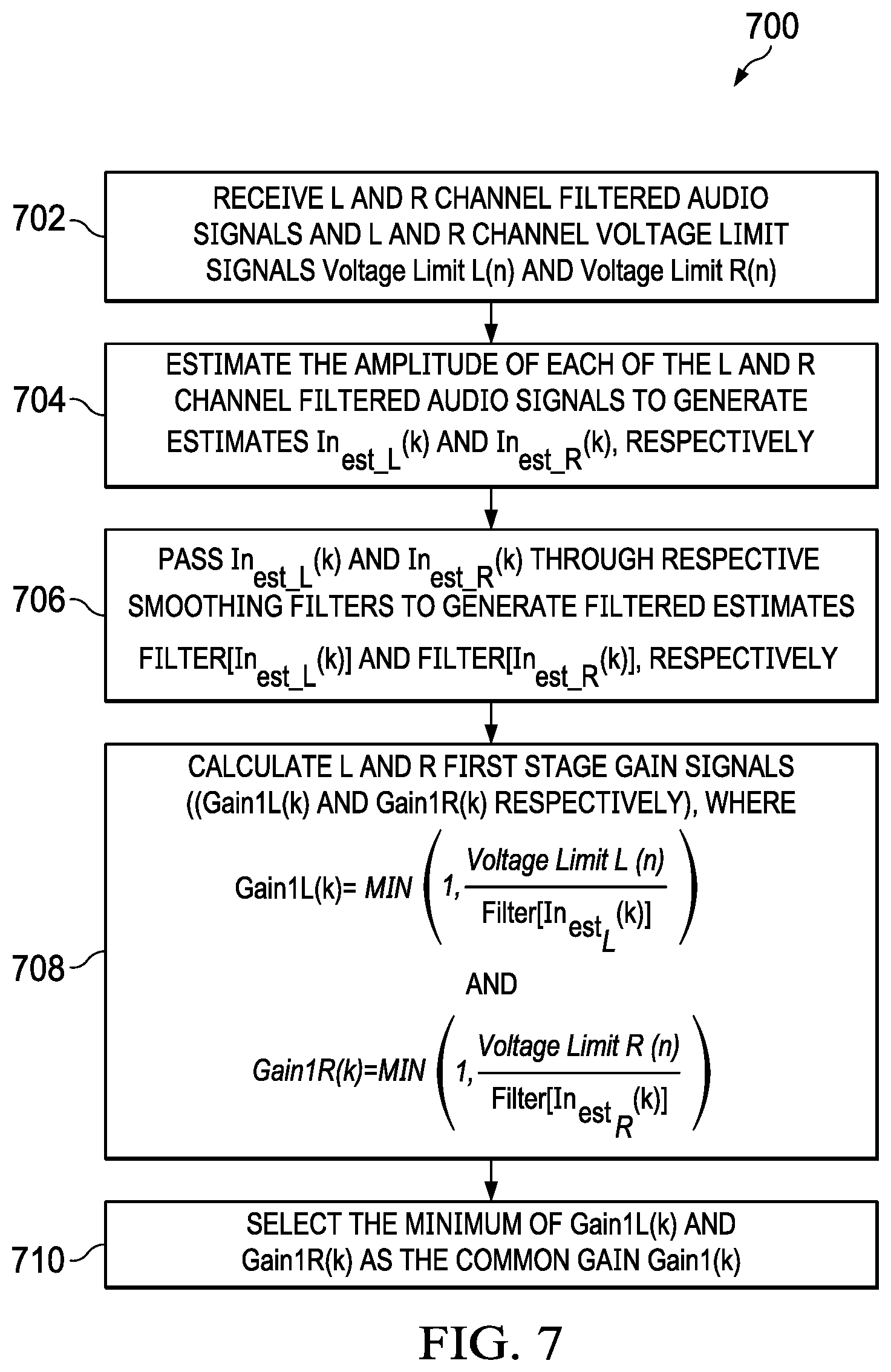 Patent US12619271 Figure 7 – Devices and methods to control dynamic audio range in boosted audio systems