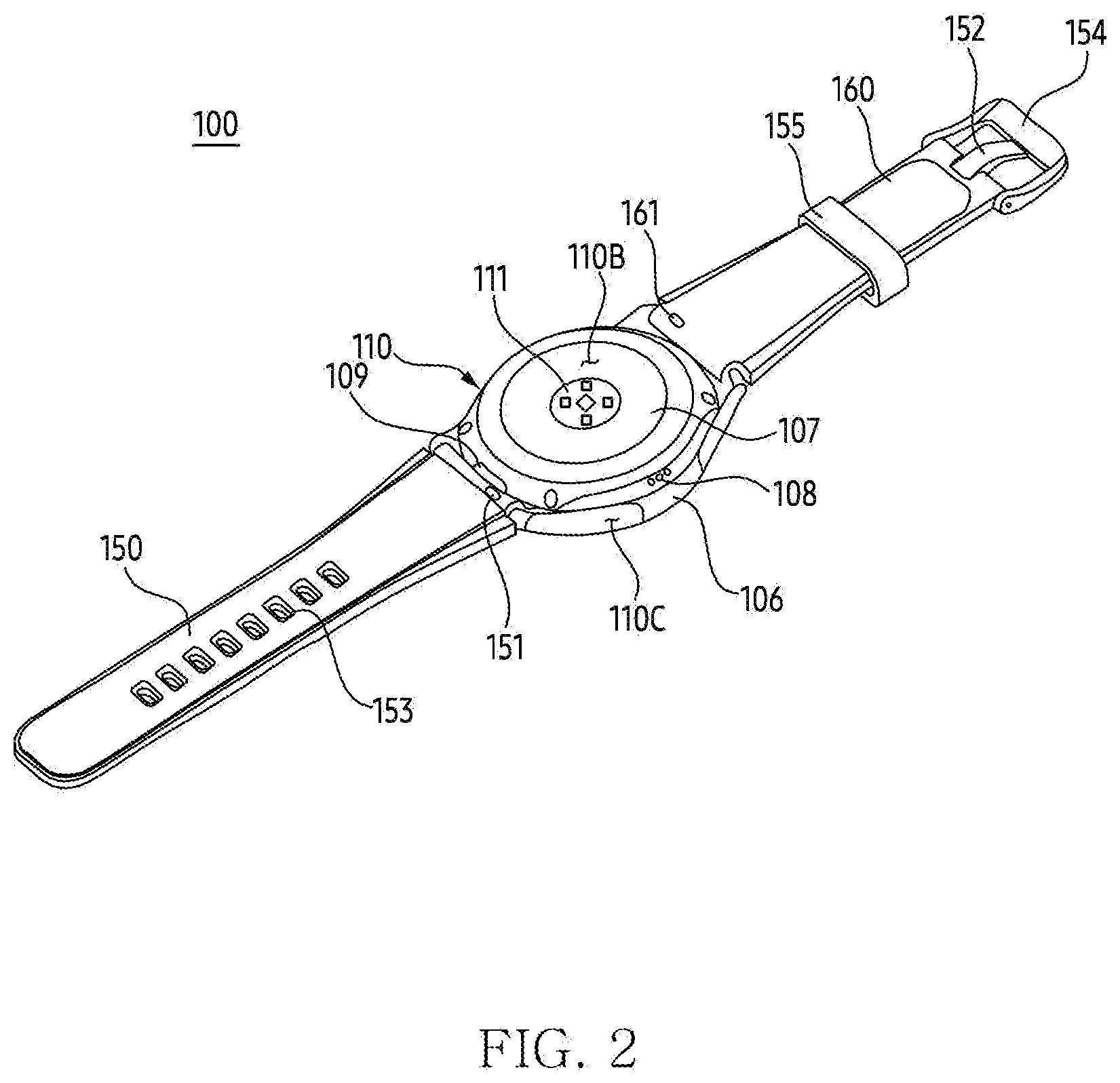 Patent US12619280 Figure 2 – Wearable electronic device comprising rigid flexible printed circuit board