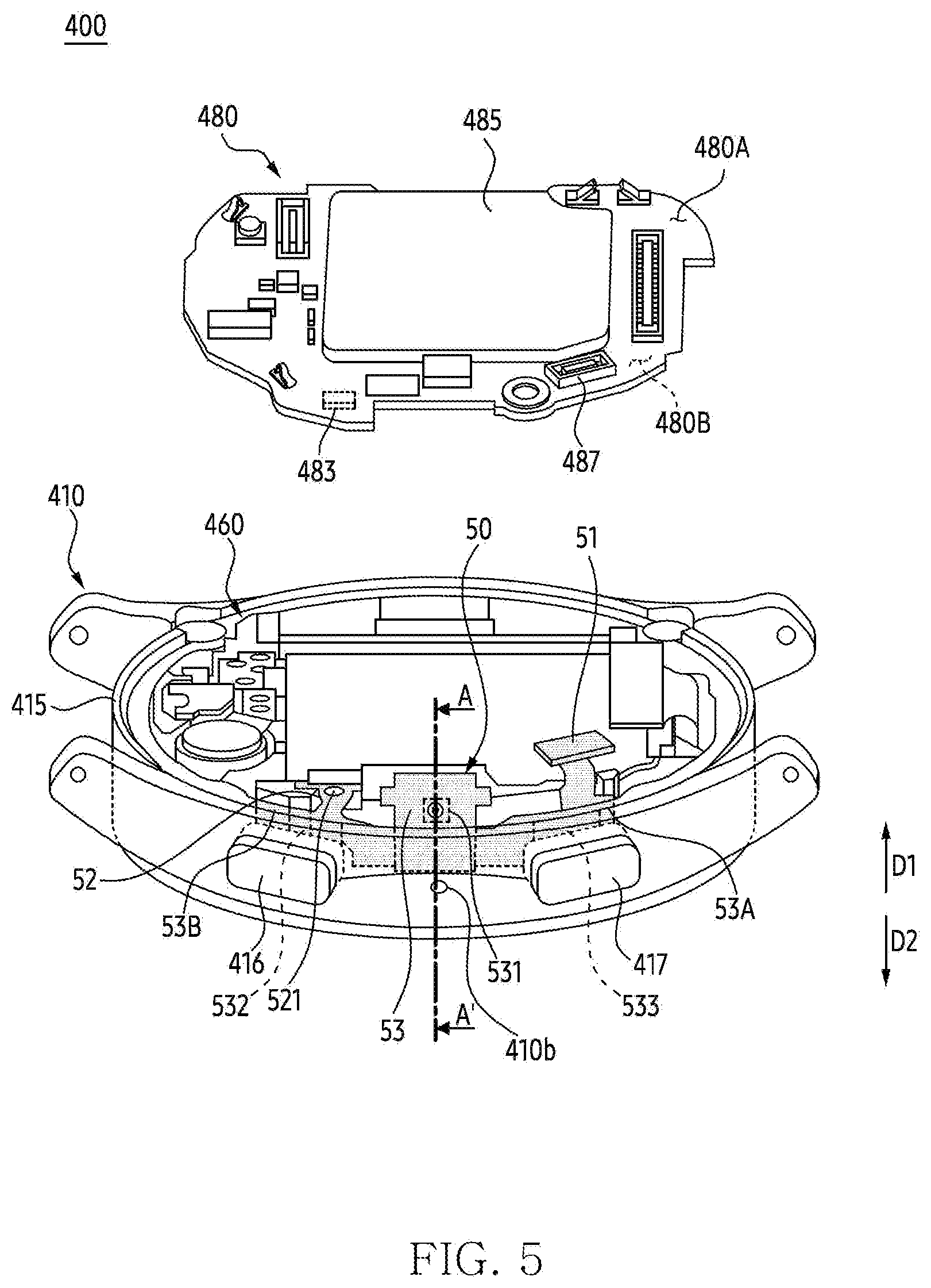 Patent US12619280 Figure 5 – Wearable electronic device comprising rigid flexible printed circuit board