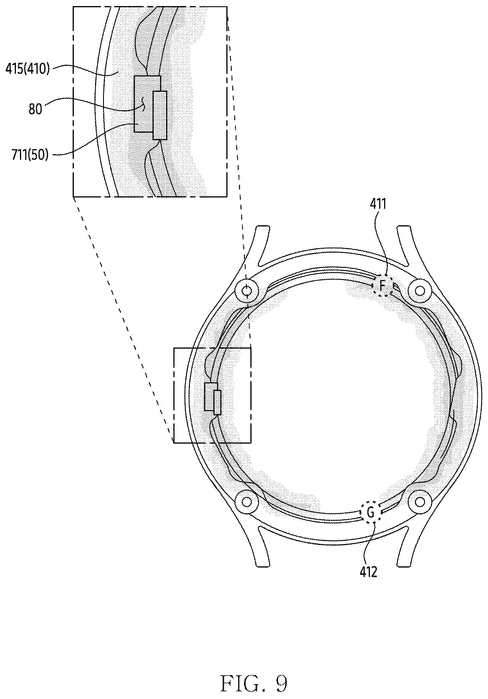 Patent US12619280 Figure 9 – Wearable electronic device comprising rigid flexible printed circuit board