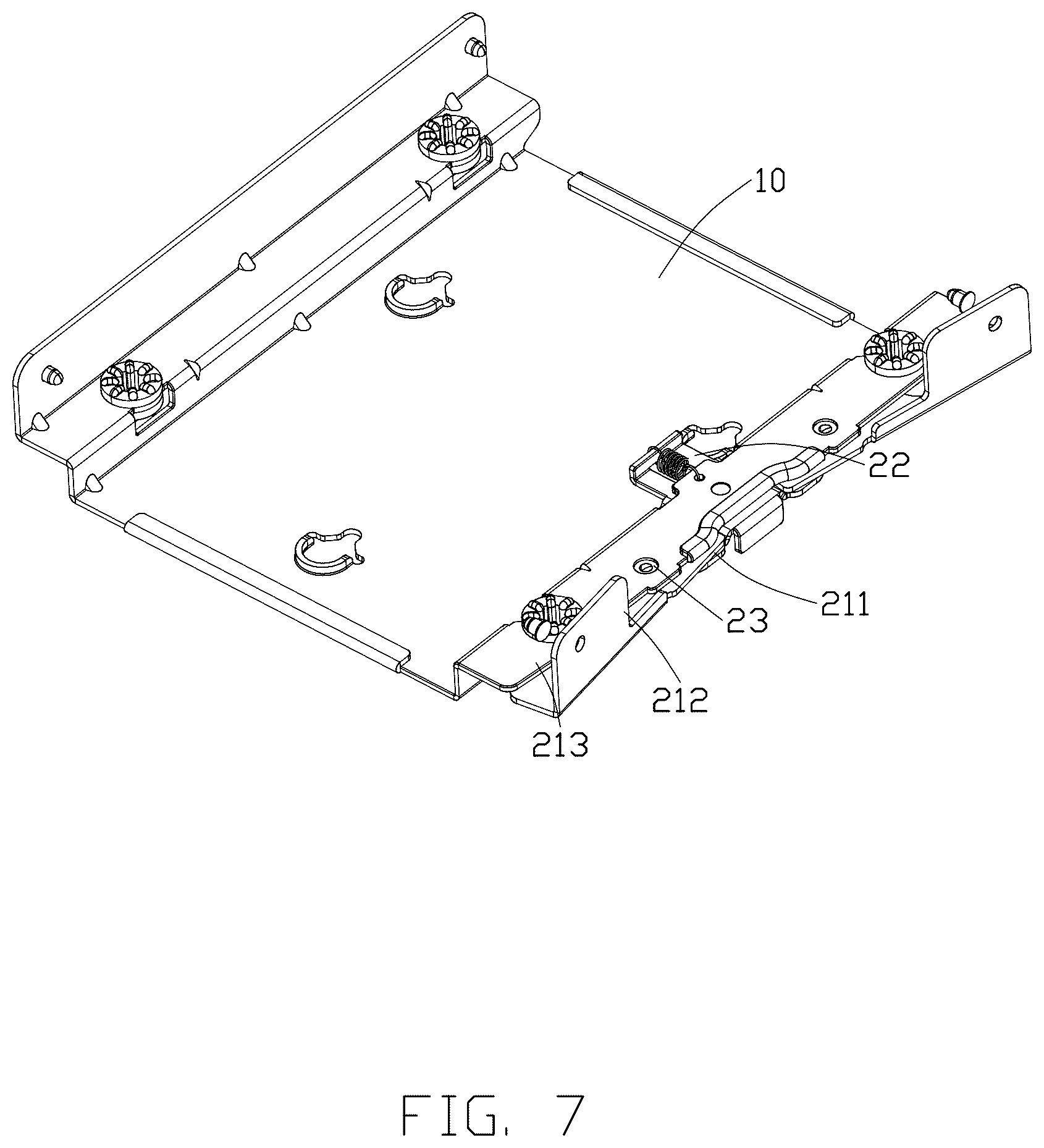 Patent US12619290 Figure 7 – Fixing bracket for facilitating assembly and disassembly of hard disk in electronic devices