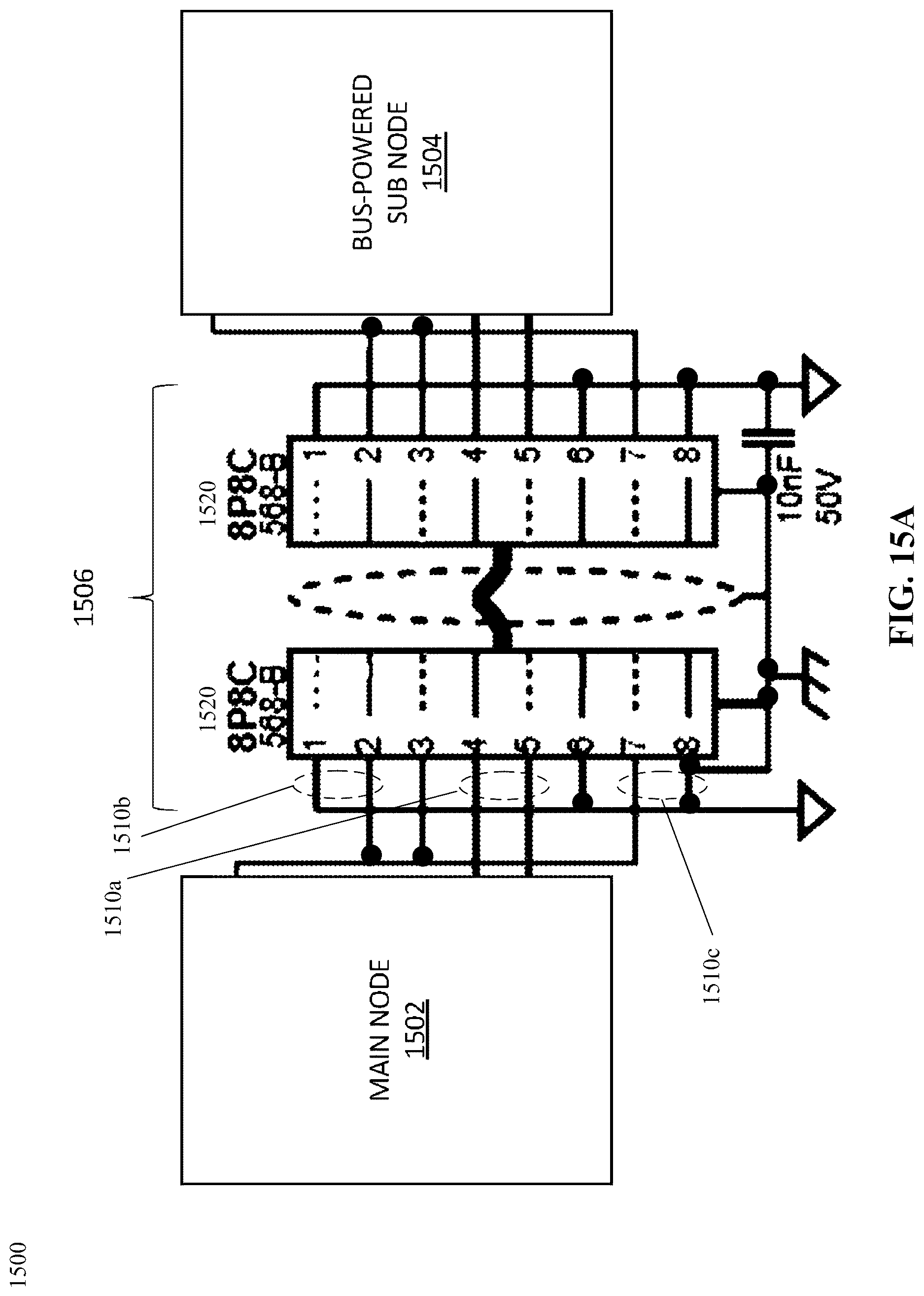 Patent US12619292 Figure 15 – Synchronous audio communication and bus power over multi-pair cables and connectors