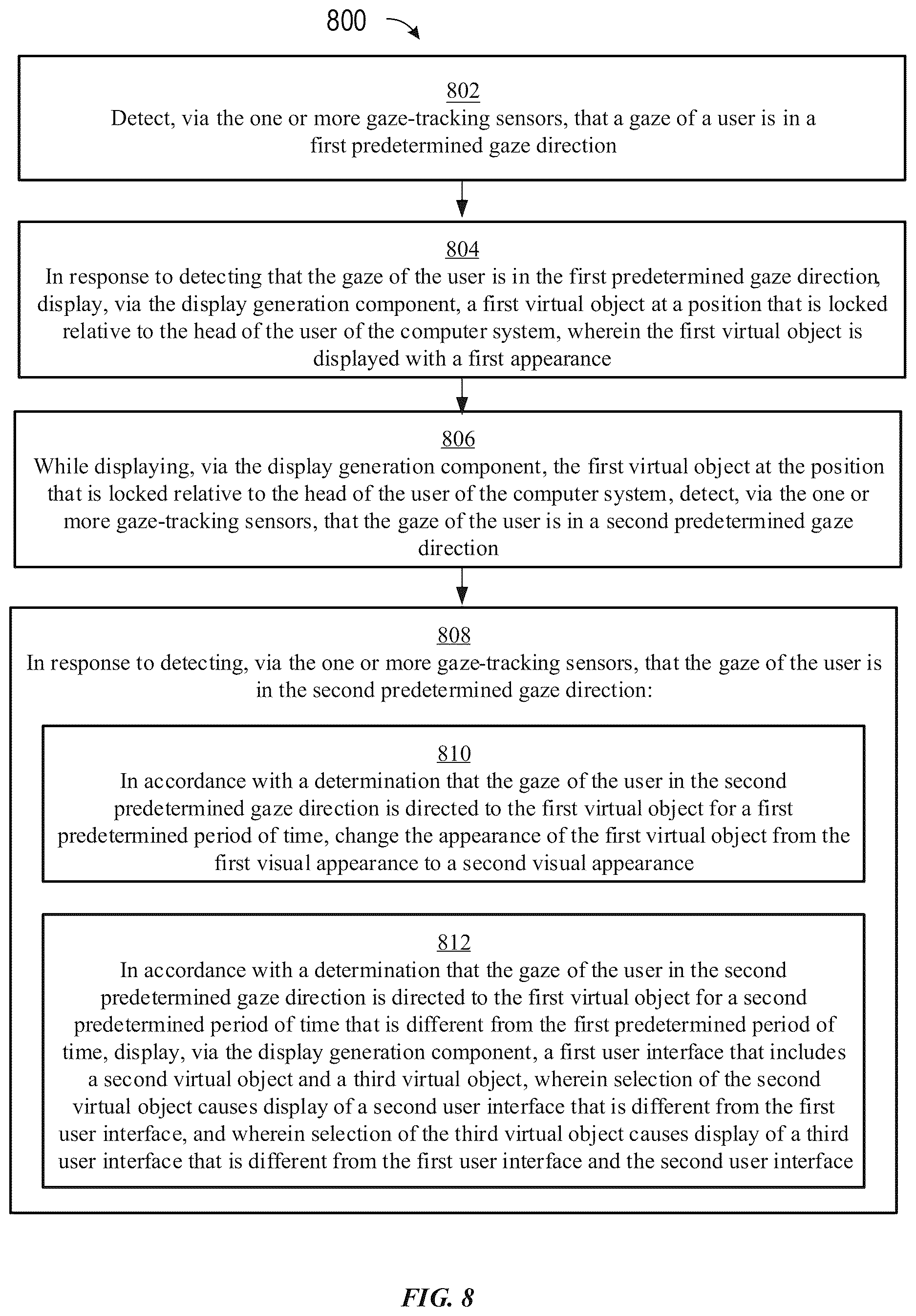 Patent US12619303 Figure 13 – Gaze based interactions with three-dimensional environments