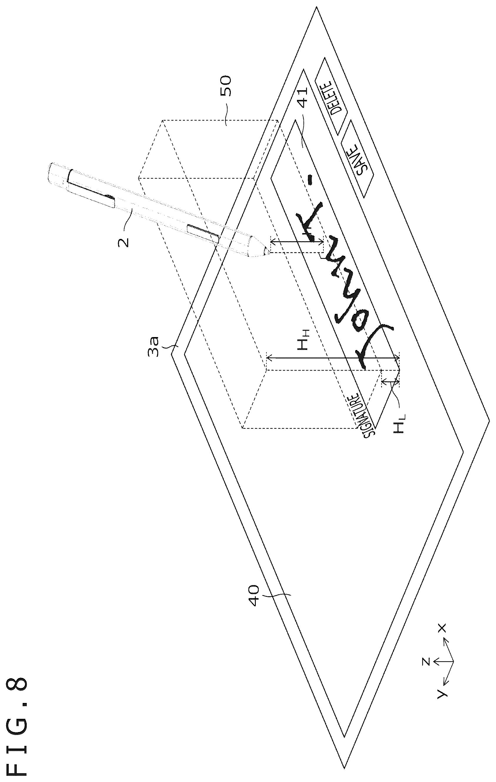 Patent US12619312 Figure 8 – System including pen and pen position detection apparatus, pen position detection apparatus, and method of activating haptic element built in pen