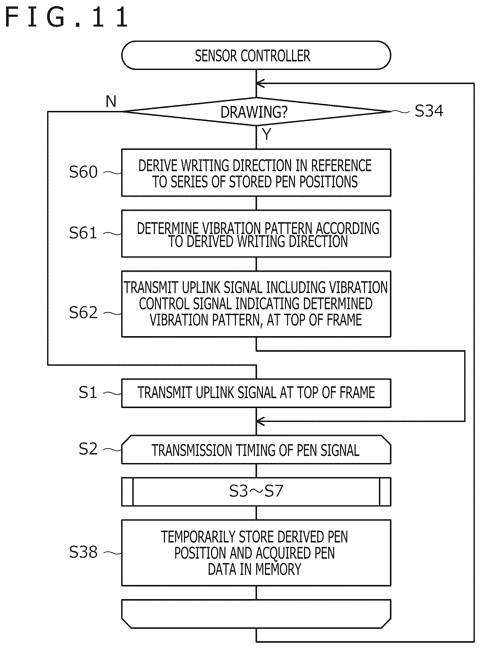 Patent US12619312 Figure 11 – System including pen and pen position detection apparatus, pen position detection apparatus, and method of activating haptic element built in pen