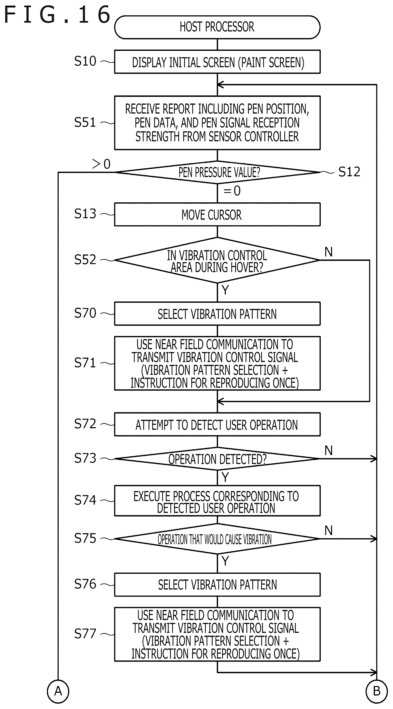 Patent US12619312 Figure 16 – System including pen and pen position detection apparatus, pen position detection apparatus, and method of activating haptic element built in pen