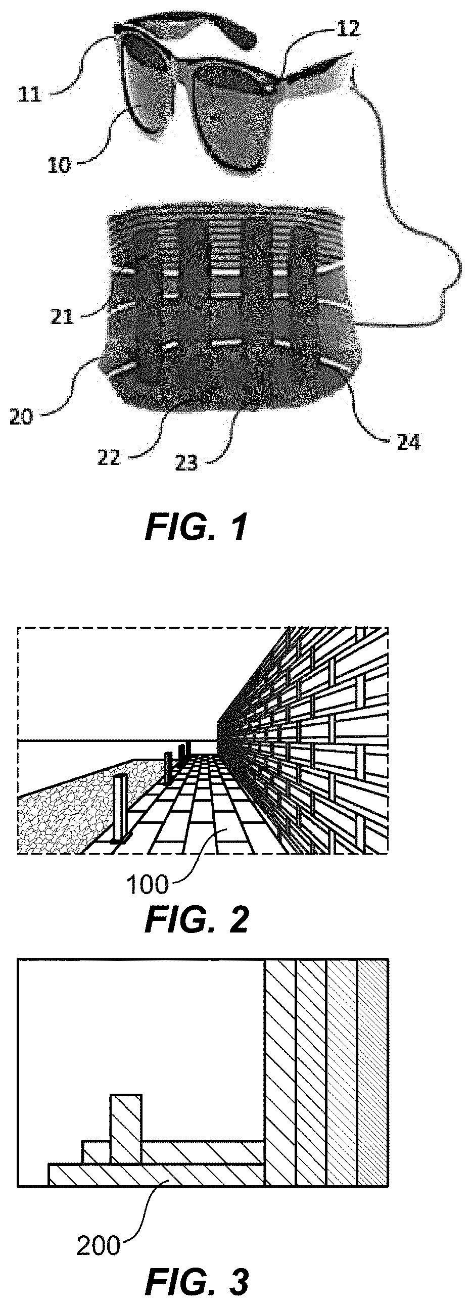 Patent US12619313 Figure 1 – Orientation assistance system comprising means for acquiring a real or virtual visual environment, non-visual human-machine interface means and means for processing the digital representation of said visual environment