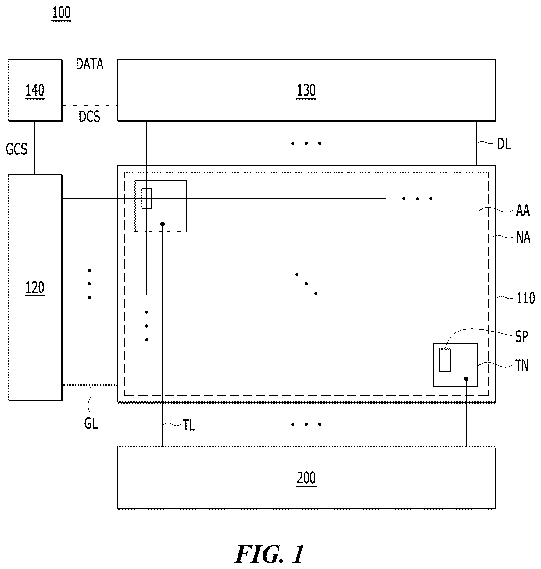 Patent US12619324 Figure 1 – Touch sensing display apparatus
