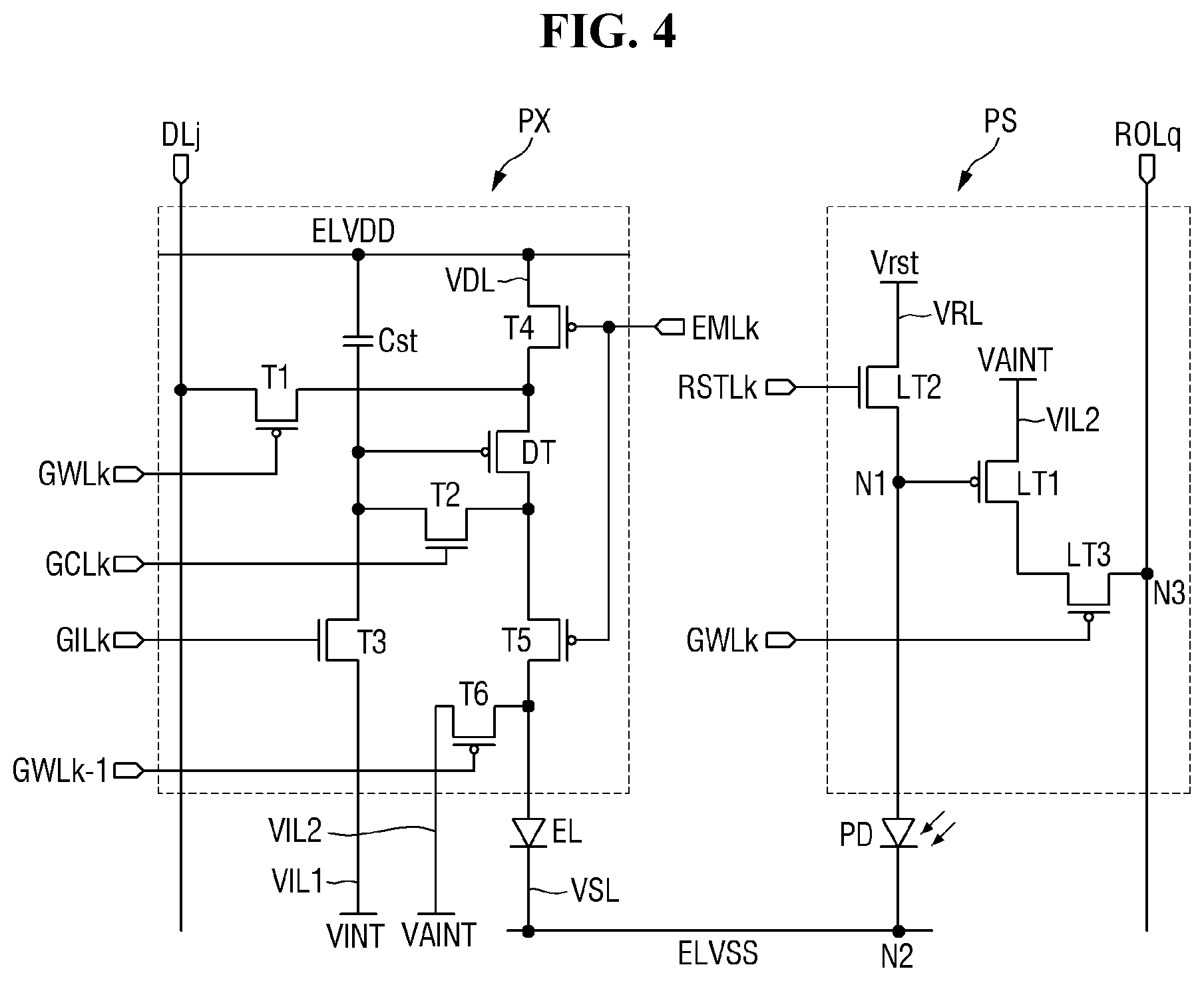 Patent US12619325 Figure 4 – Display device including a touch electrode