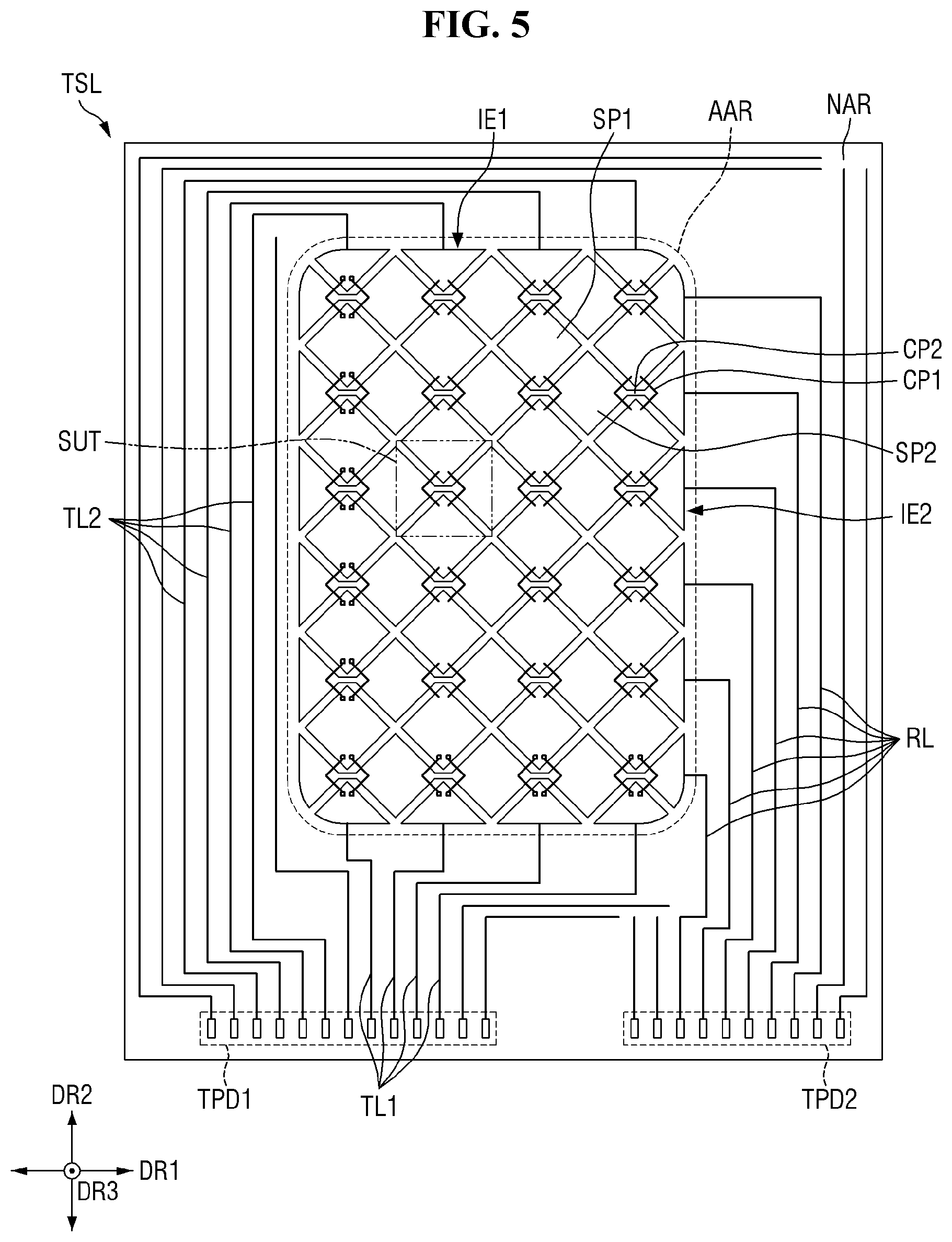 Patent US12619325 Figure 5 – Display device including a touch electrode