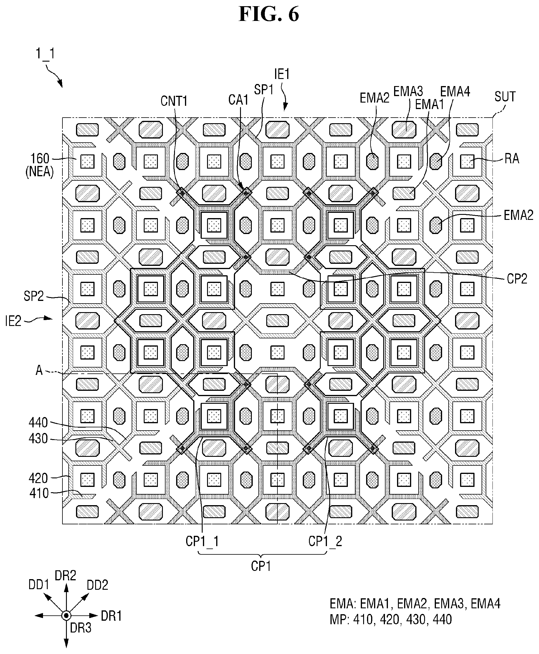 Patent US12619325 Figure 6 – Display device including a touch electrode