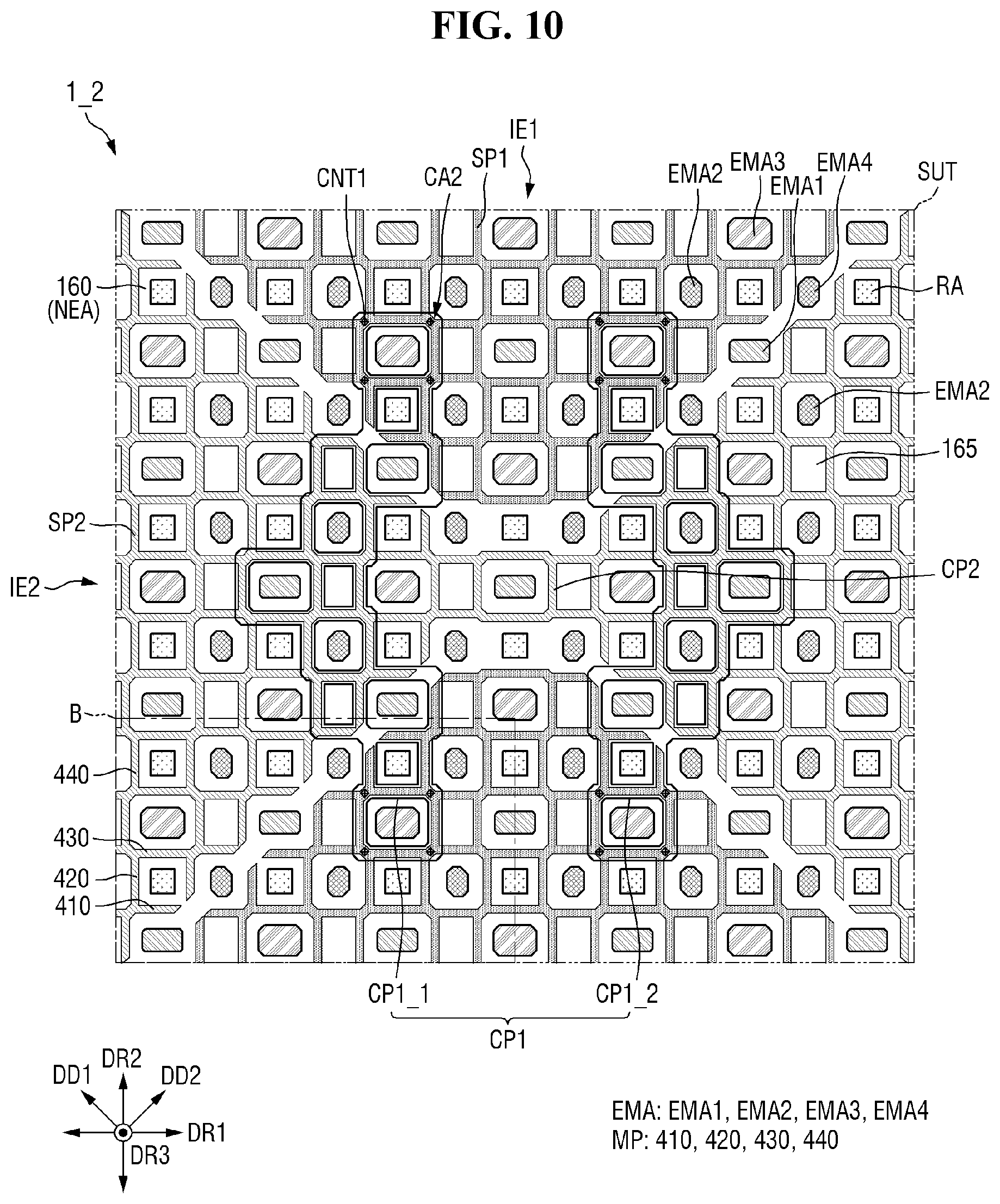 Patent US12619325 Figure 10 – Display device including a touch electrode