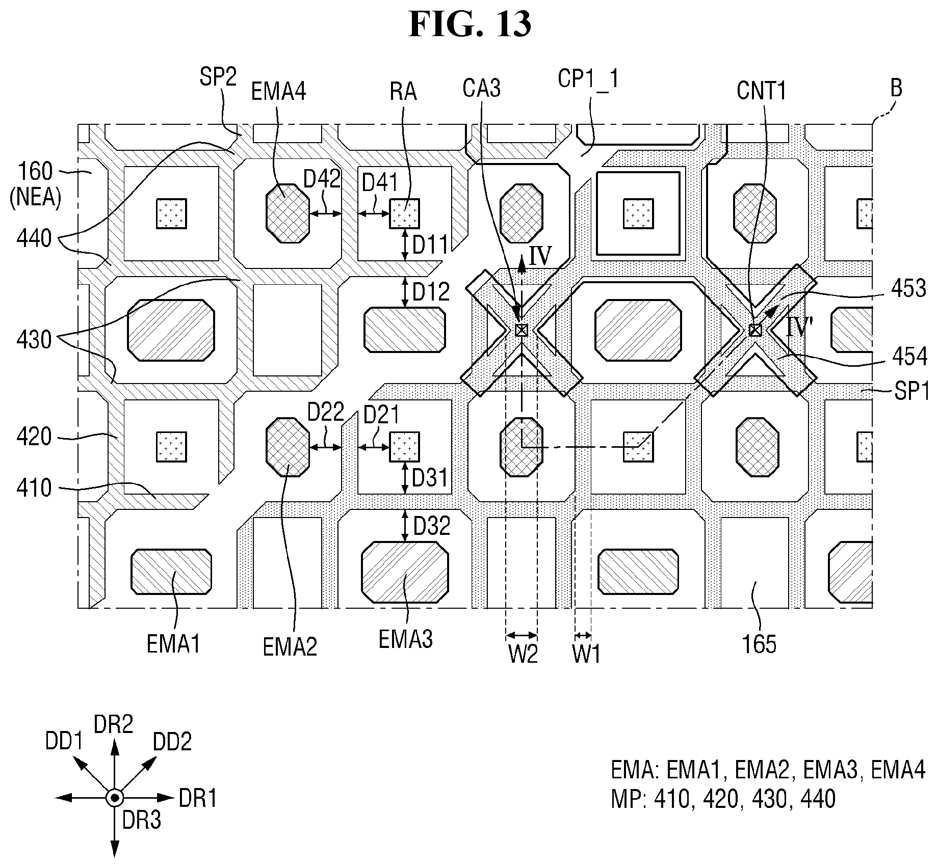 Patent US12619325 Figure 13 – Display device including a touch electrode