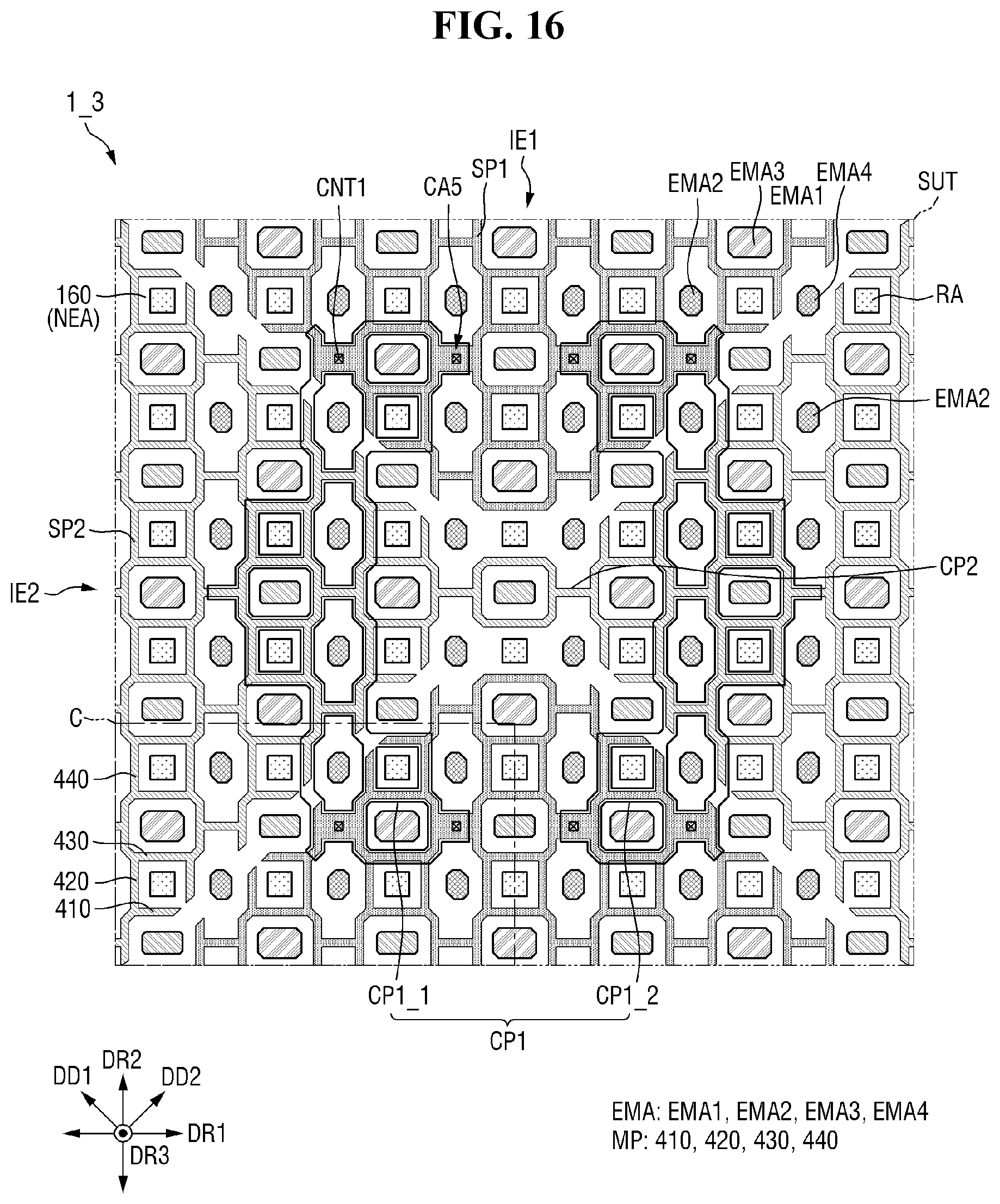 Patent US12619325 Figure 16 – Display device including a touch electrode