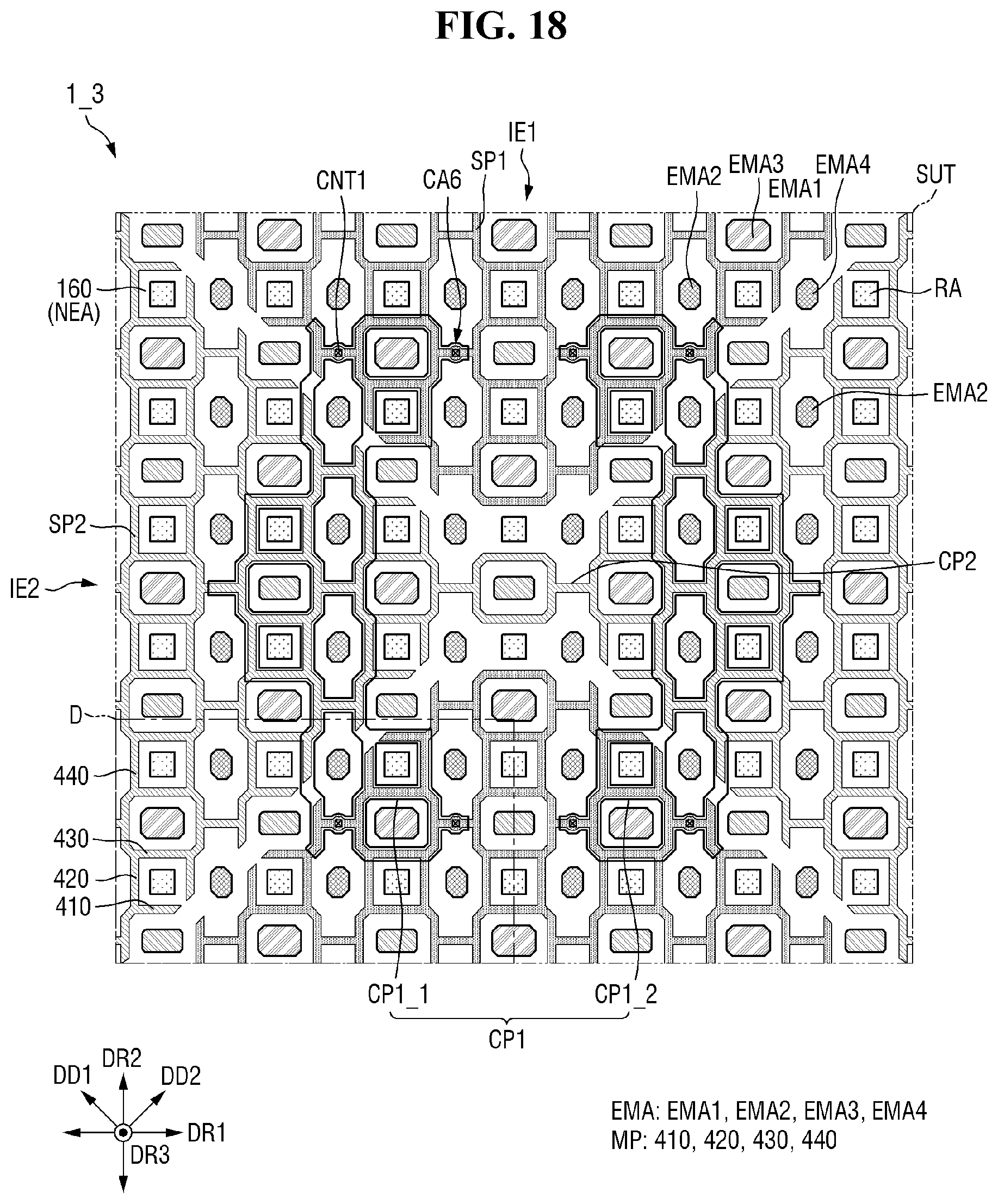 Patent US12619325 Figure 18 – Display device including a touch electrode