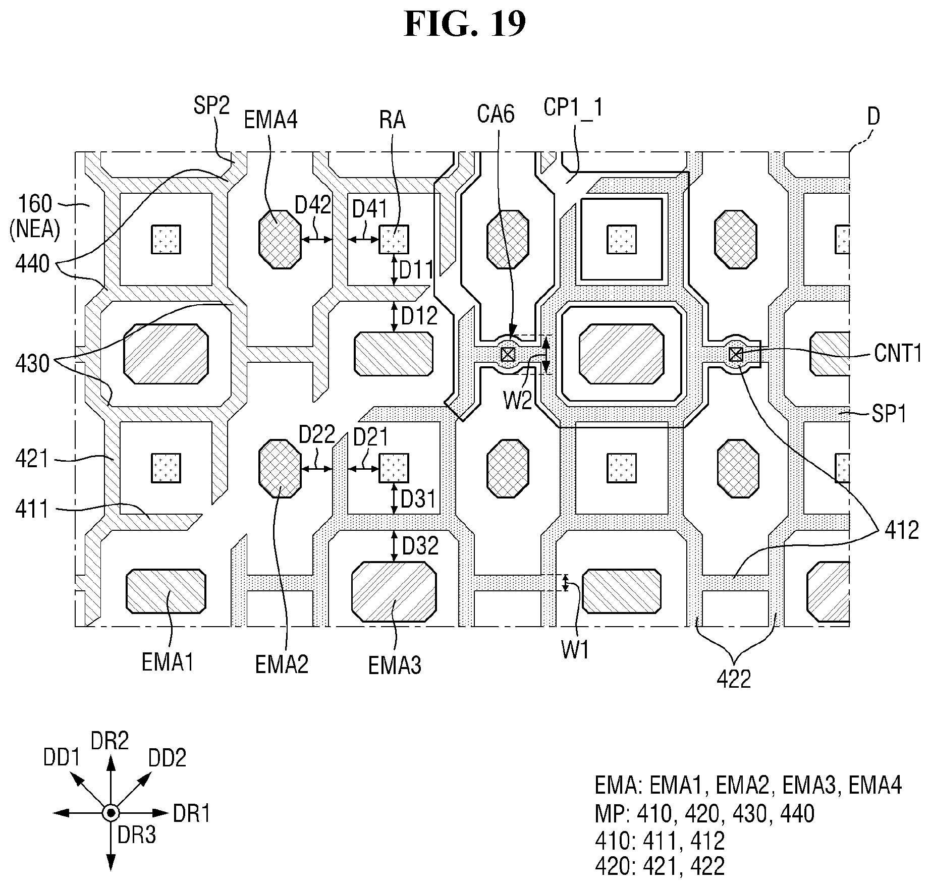 Patent US12619325 Figure 19 – Display device including a touch electrode
