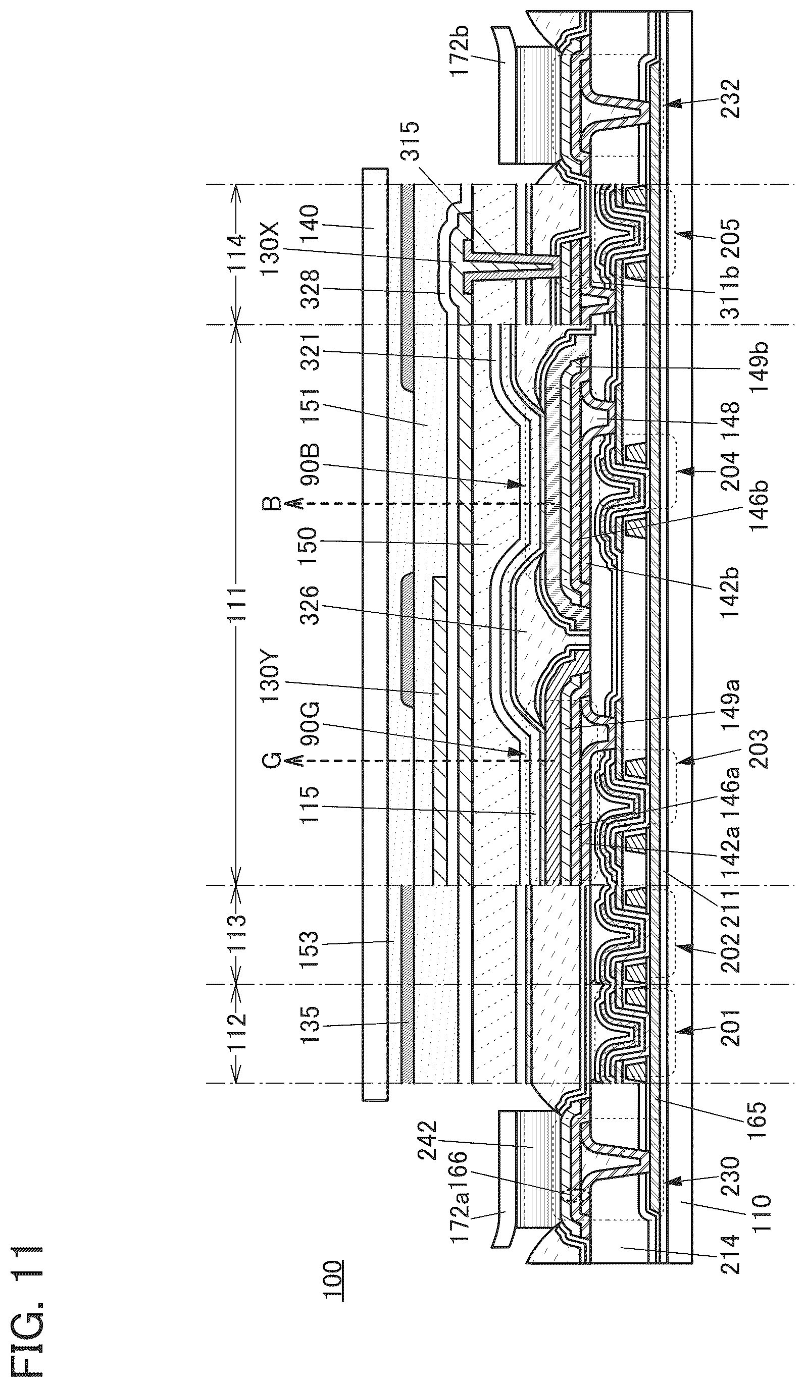 Patent US12619326 Figure 11 – Display device and electronic device