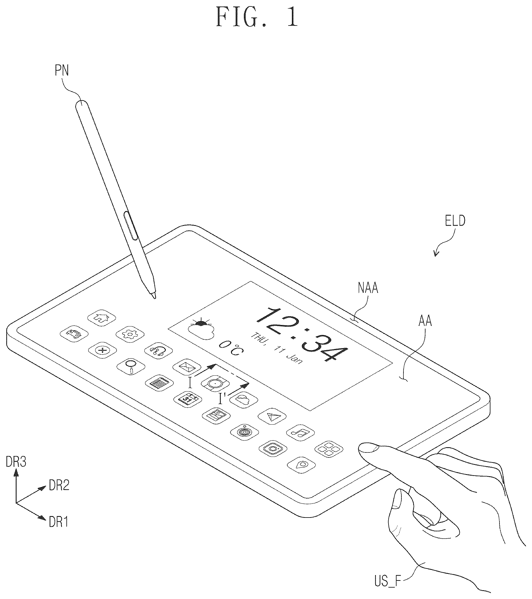Patent US12619329 Figure 1 – Electronic device