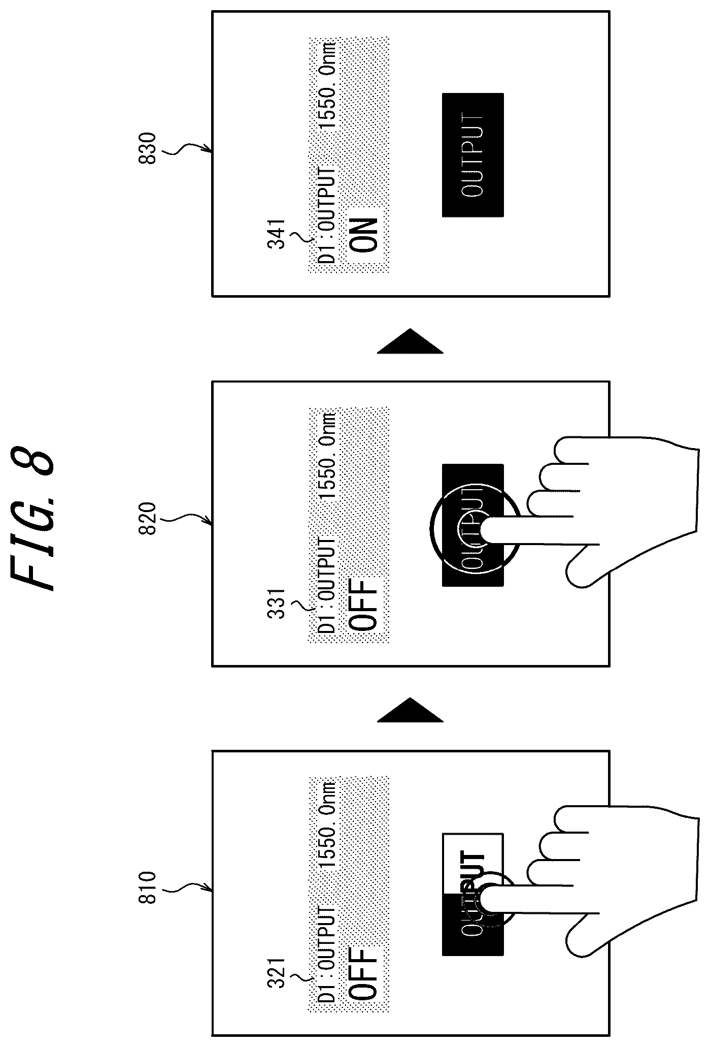 Patent US12619330 Figure 8 – Information processing apparatus, control method, and non-transitory computer readable medium for operation input using a touch screen