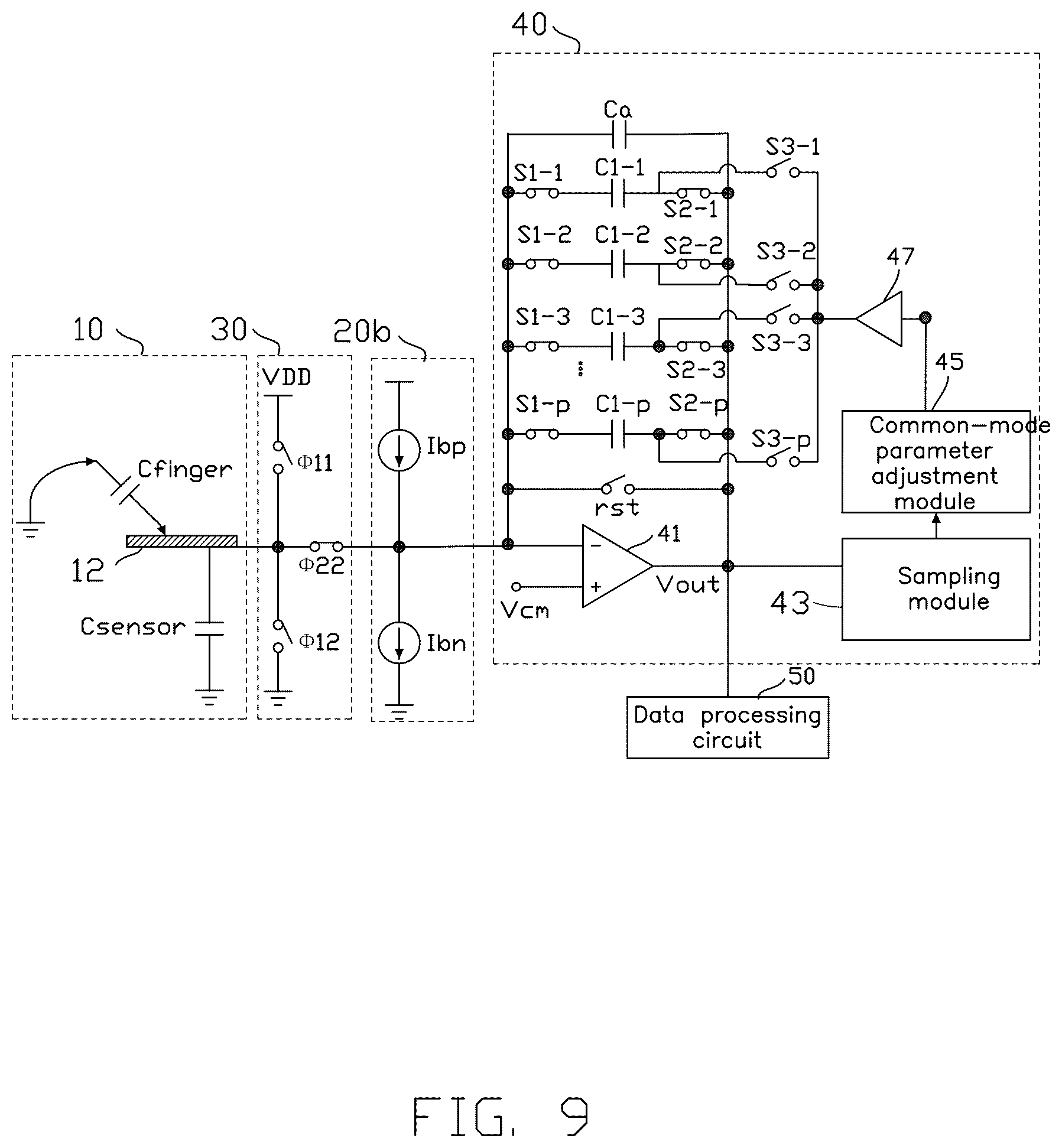 Patent US12619331 Figure 9 – Touch circuit, touch detection amplifying circuit and touch apparatus