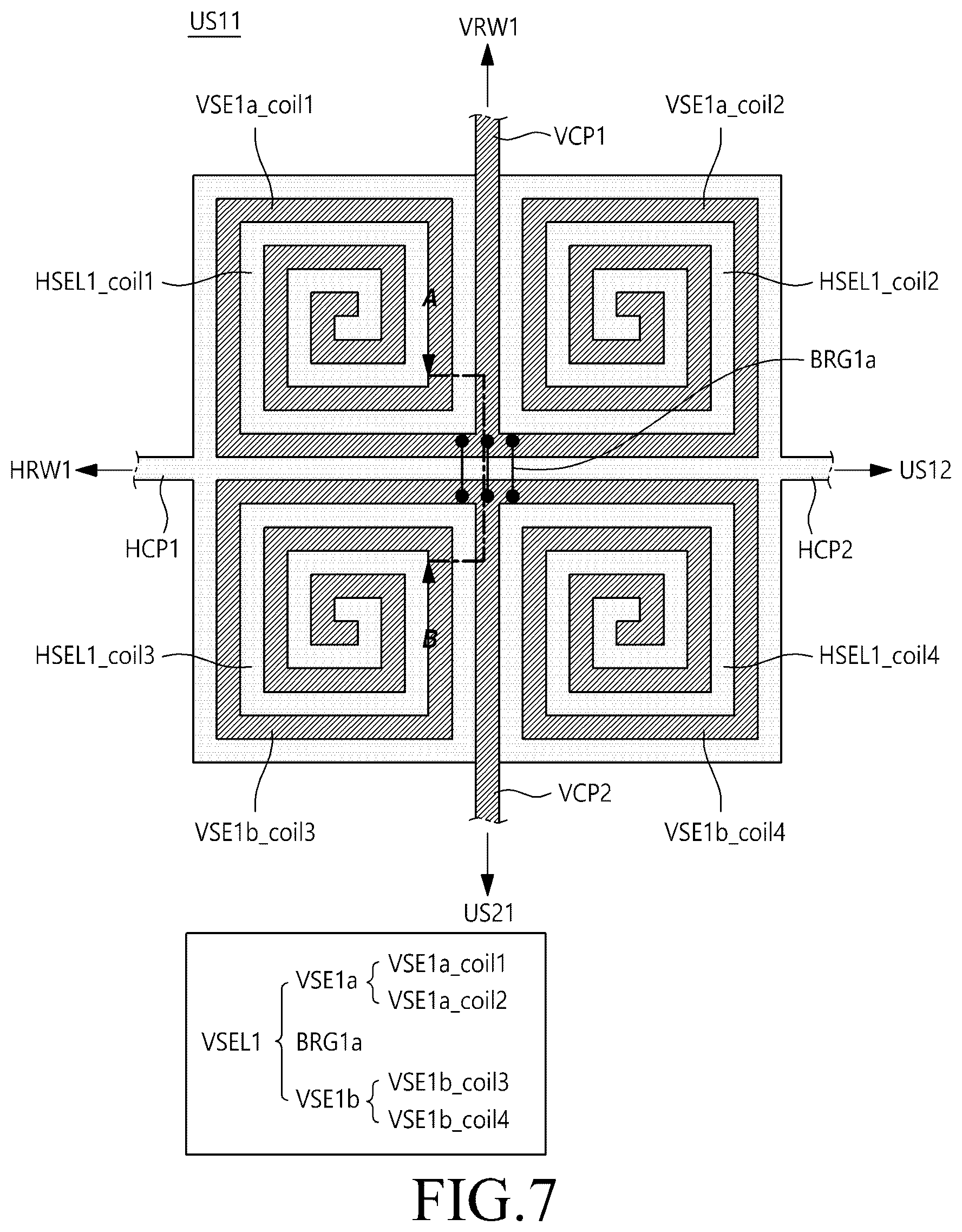 Patent US12619332 Figure 7 – Touch sensor and touch display device with coil shape electrodes