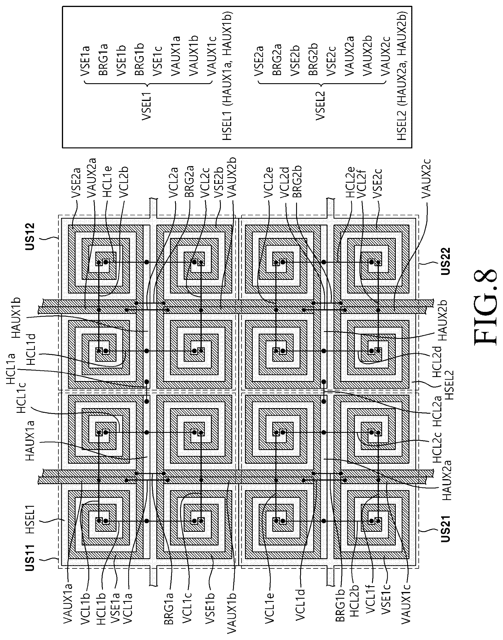 Patent US12619332 Figure 8 – Touch sensor and touch display device with coil shape electrodes