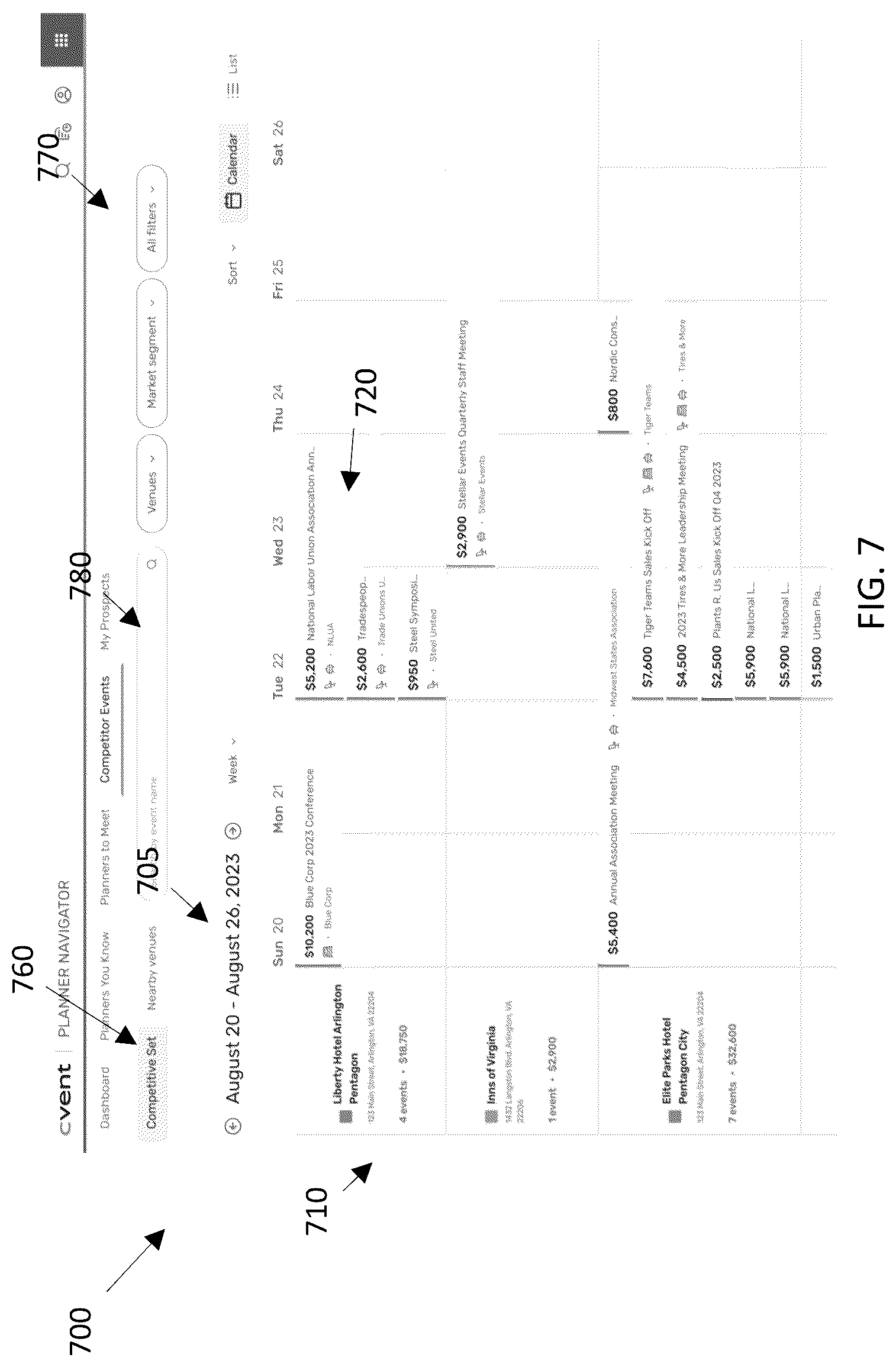 Patent US12619337 Figure 8 – Event planning system