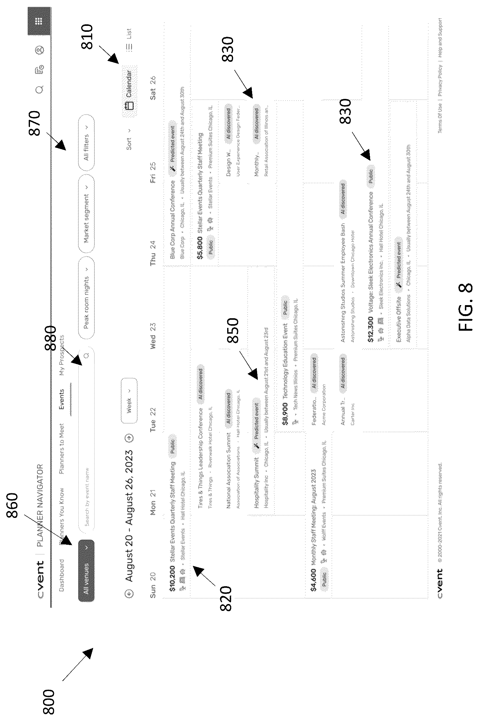 Patent US12619337 Figure 9 – Event planning system