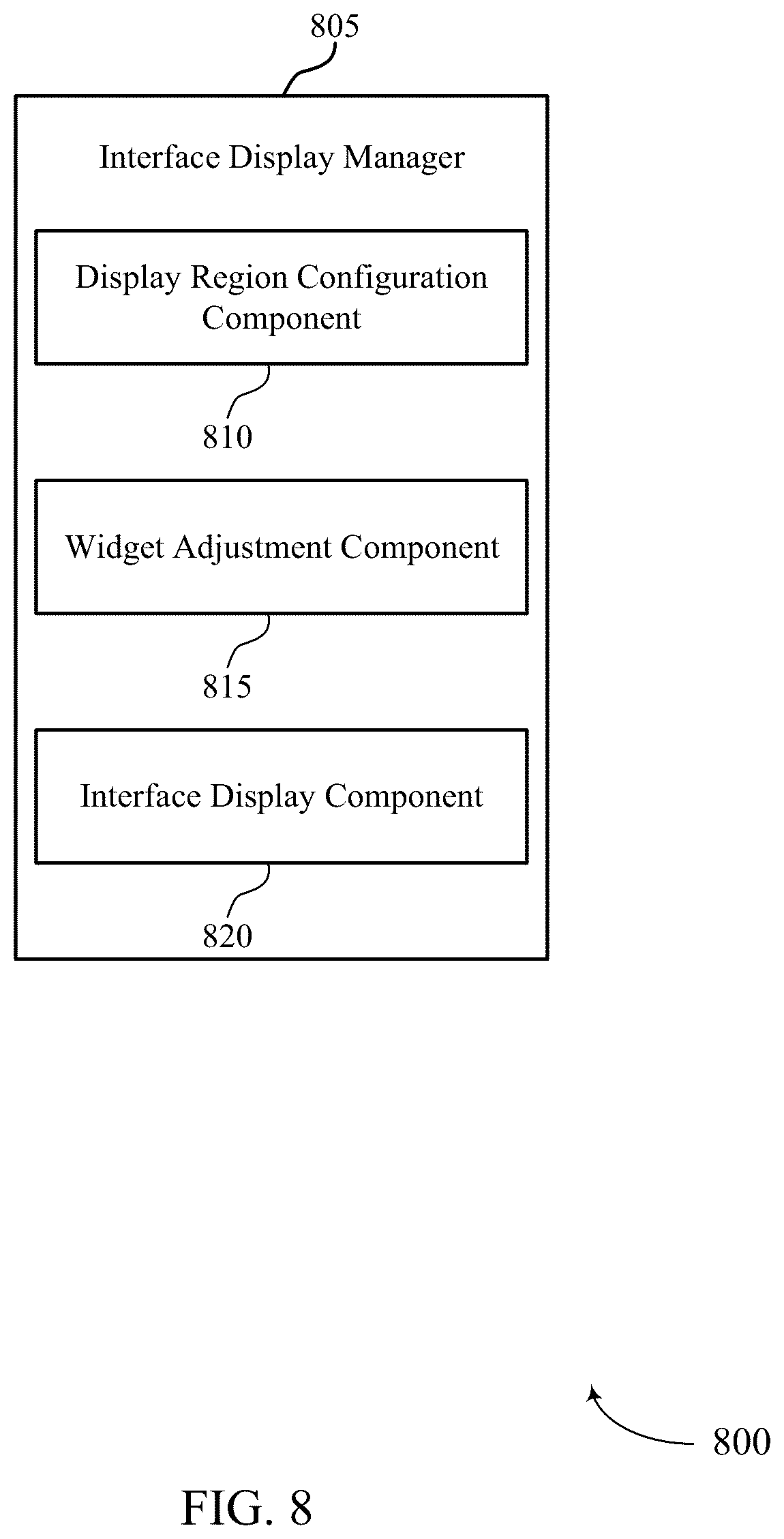 Patent US12619339 Figure 8 – Customizable dashboard interaction for a user interface