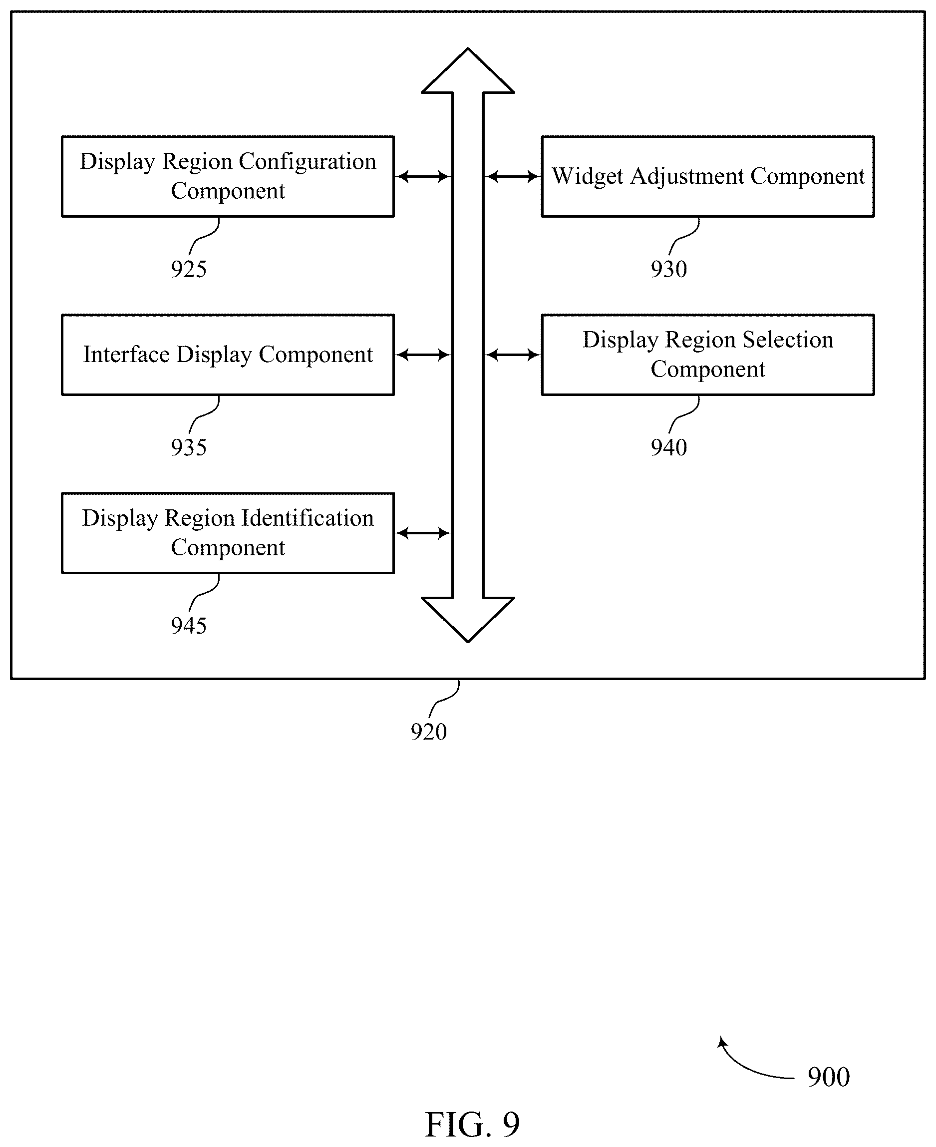 Patent US12619339 Figure 9 – Customizable dashboard interaction for a user interface