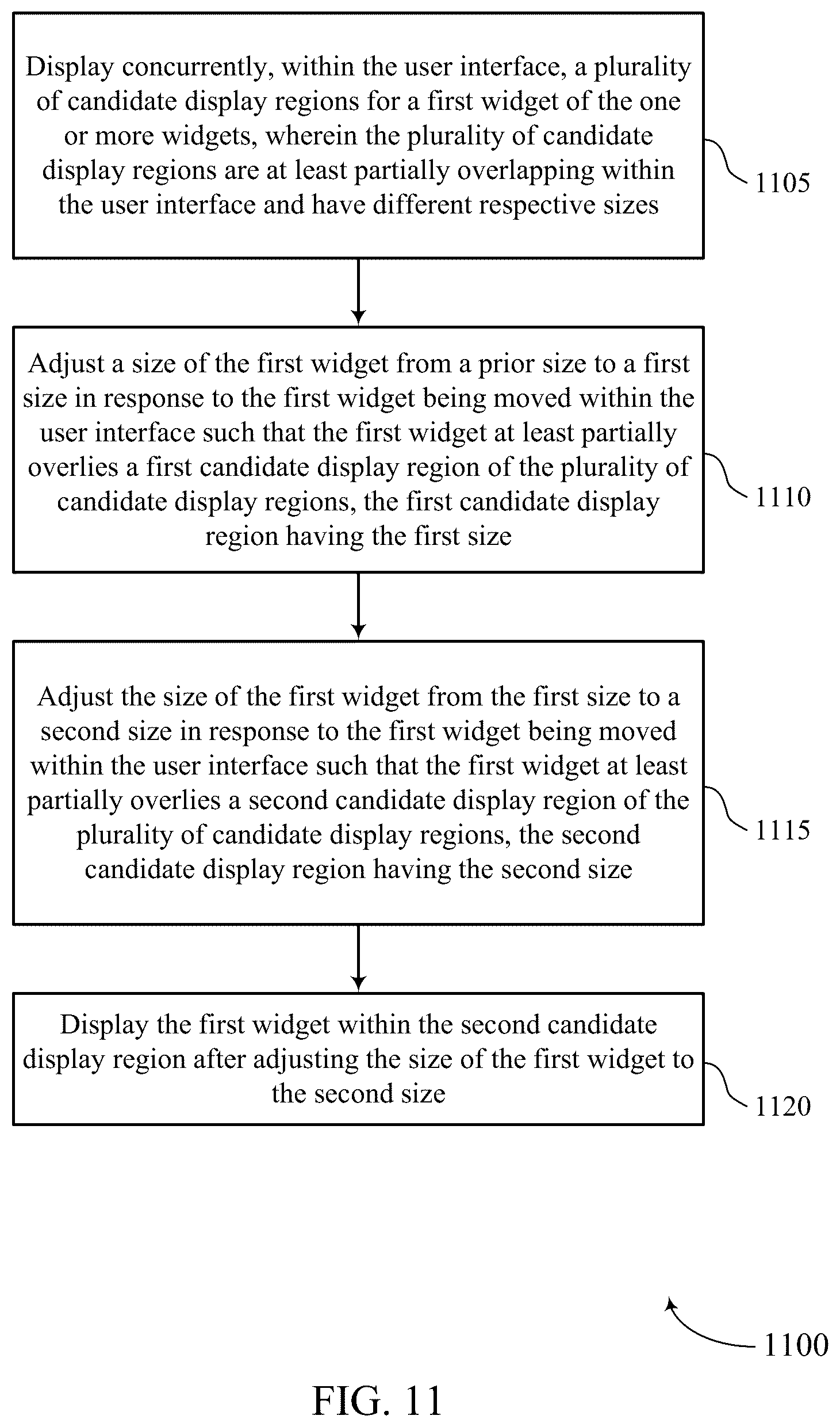 Patent US12619339 Figure 11 – Customizable dashboard interaction for a user interface