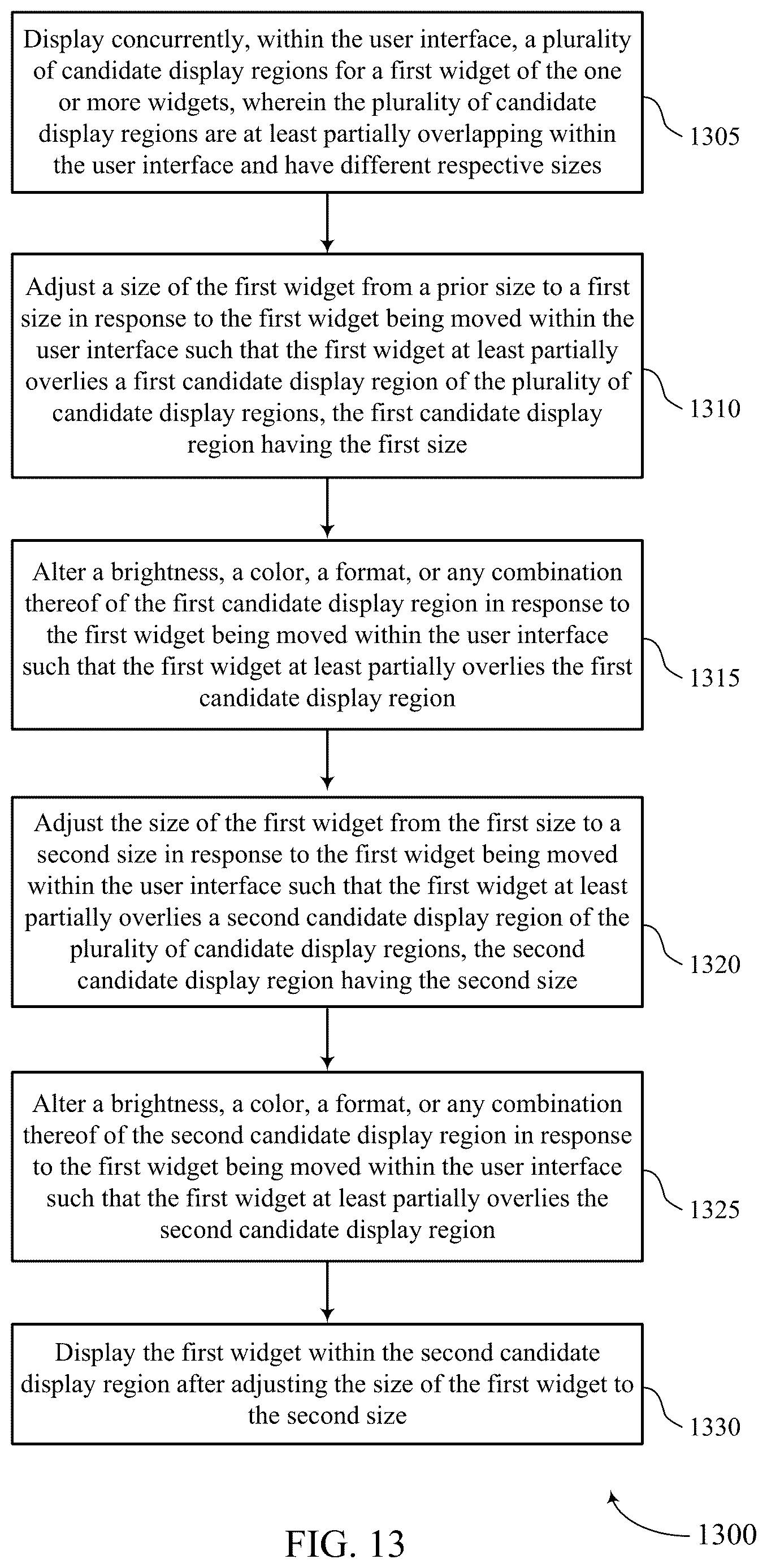Patent US12619339 Figure 13 – Customizable dashboard interaction for a user interface