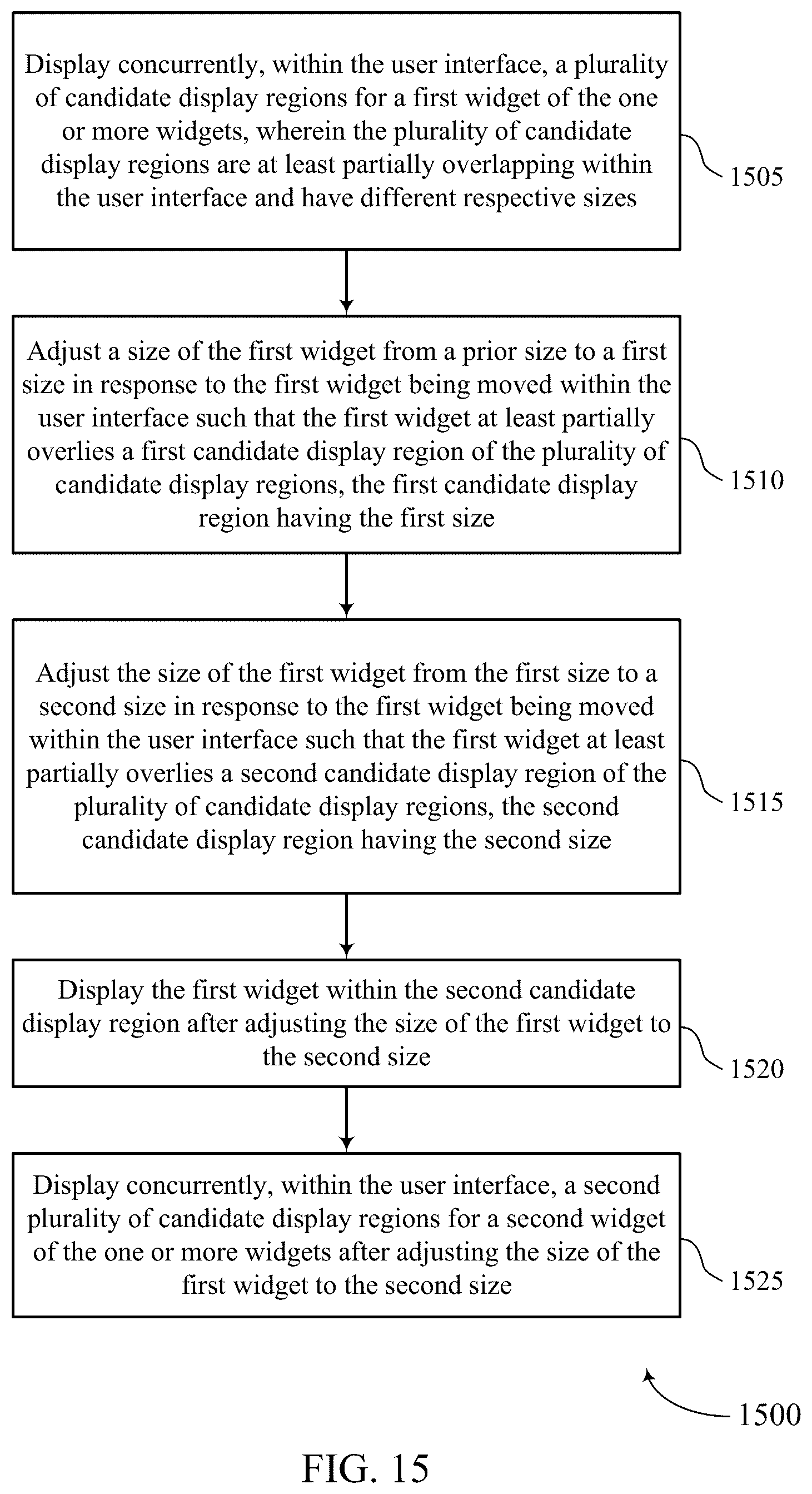 Patent US12619339 Figure 15 – Customizable dashboard interaction for a user interface
