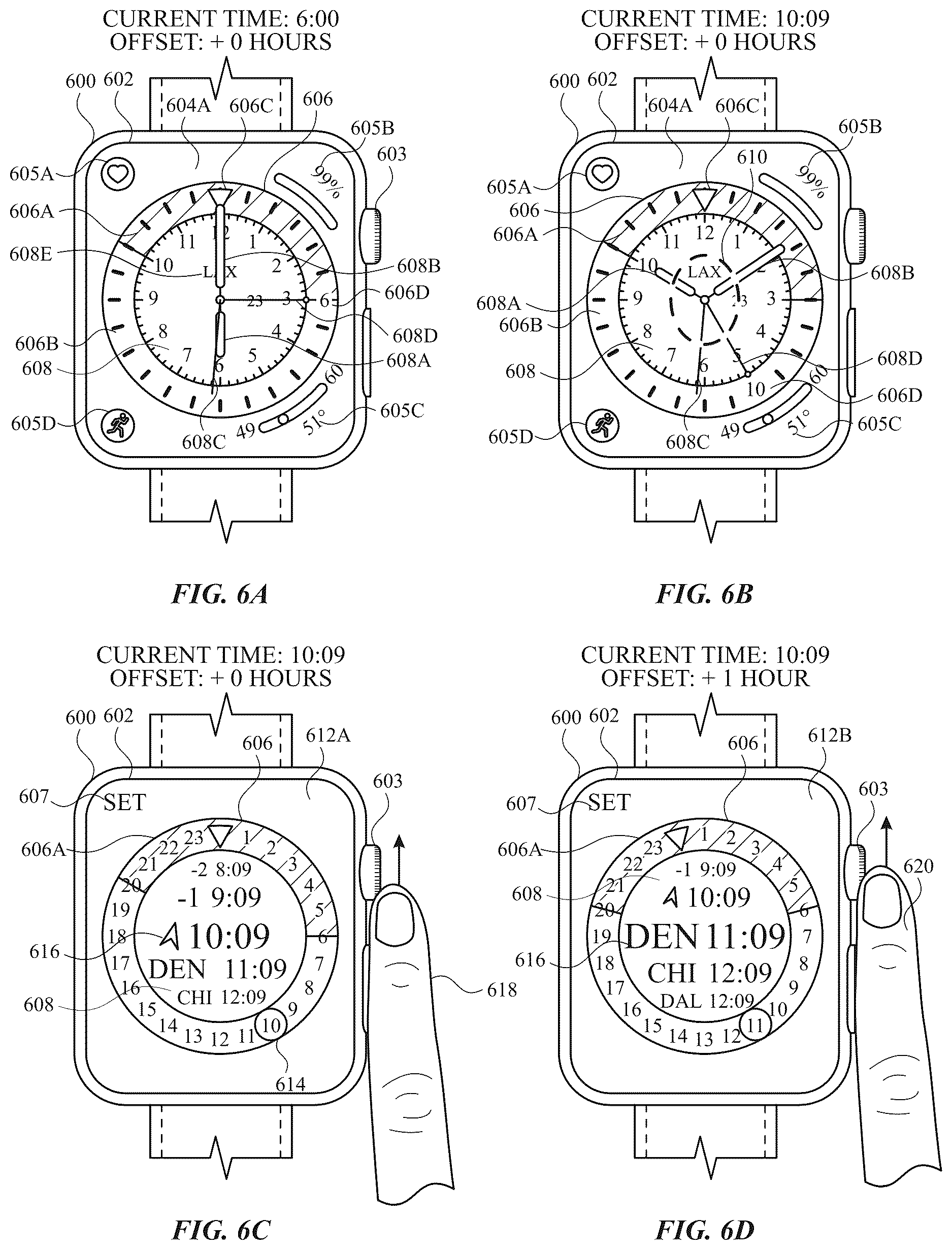 Patent US12619345 Figure 9 – User interfaces related to time