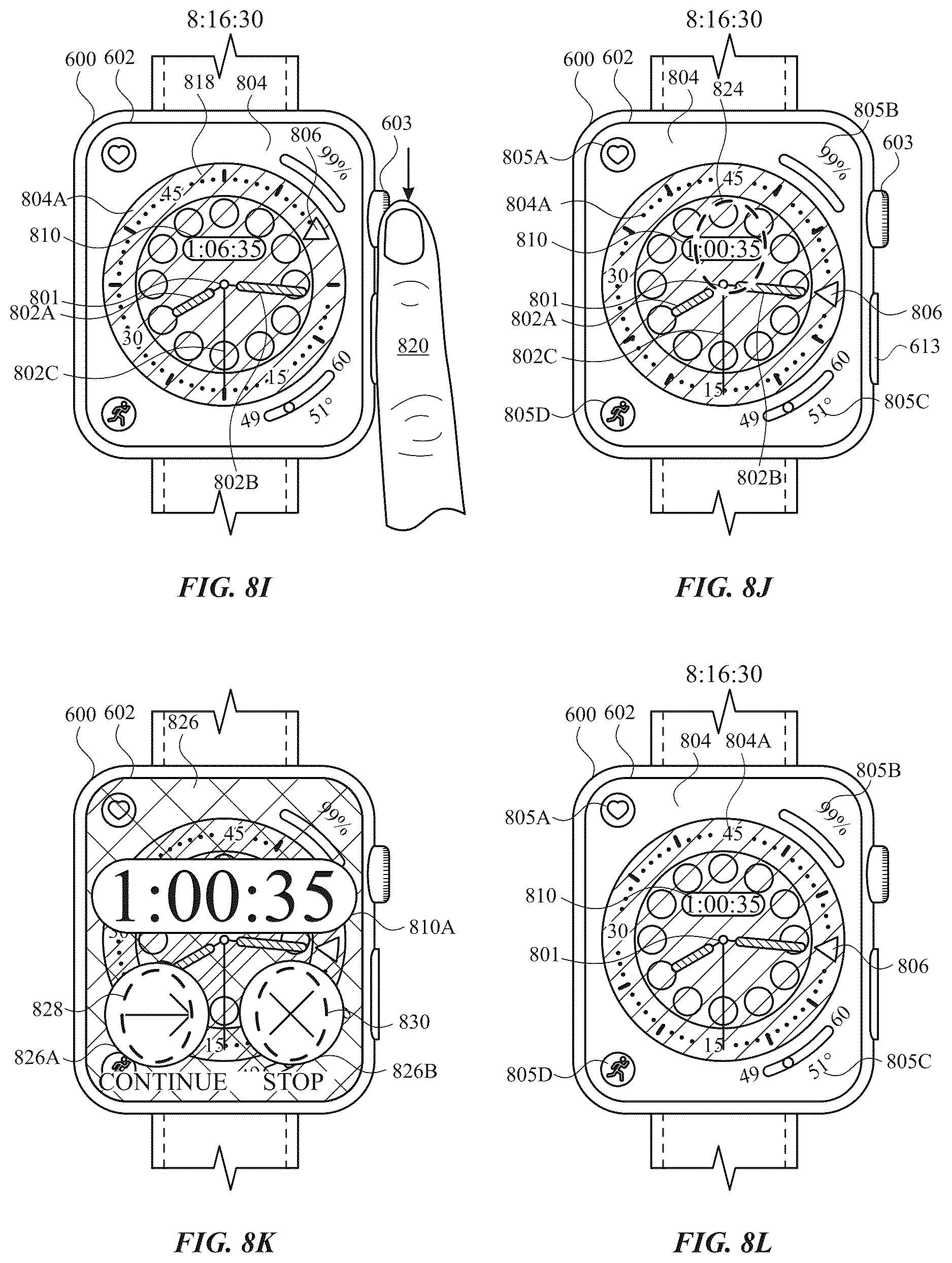 Patent US12619345 Figure 16 – User interfaces related to time
