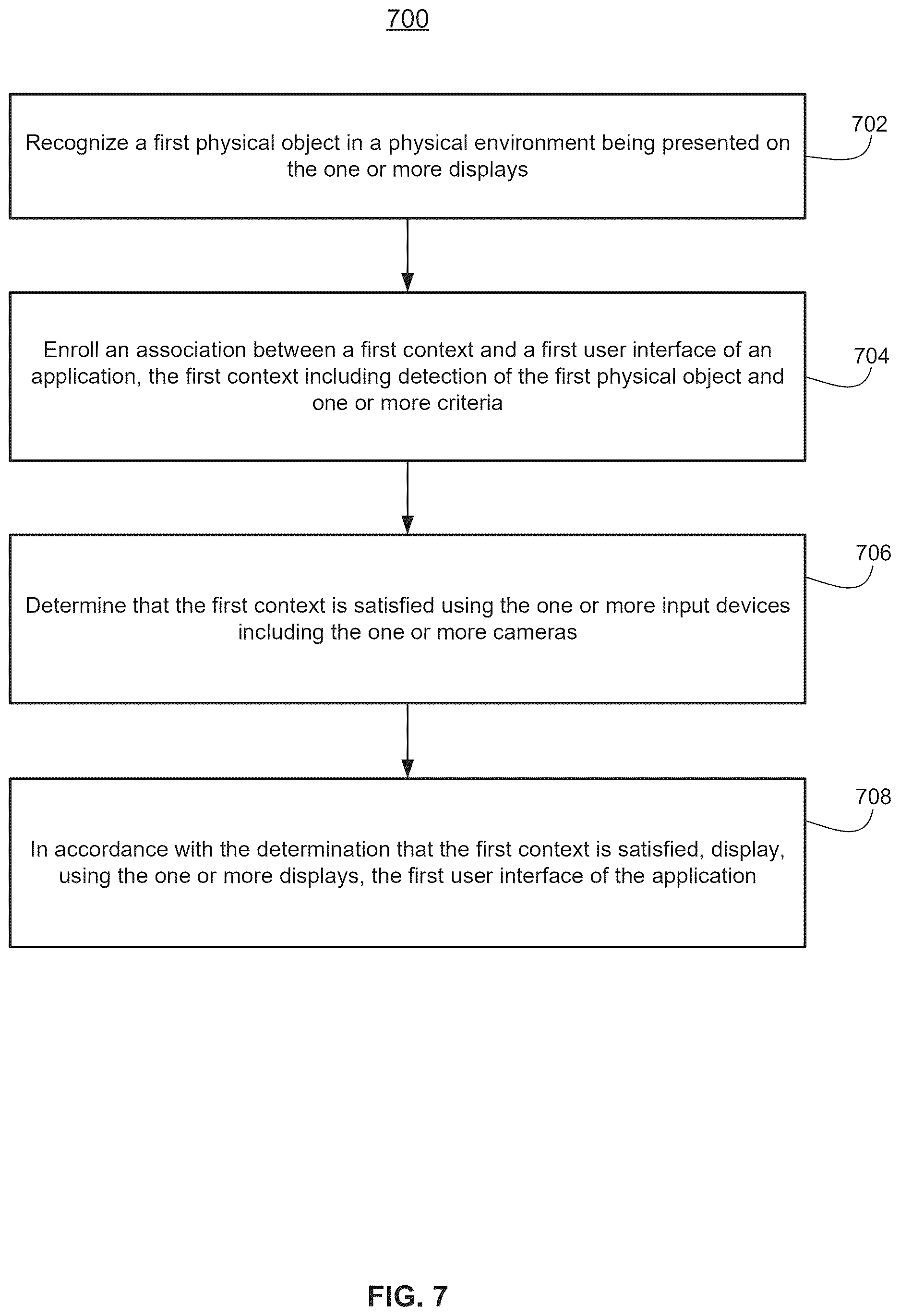 Patent US12619346 Figure 11 – Displaying content based on detecting an associated context in a physical environment