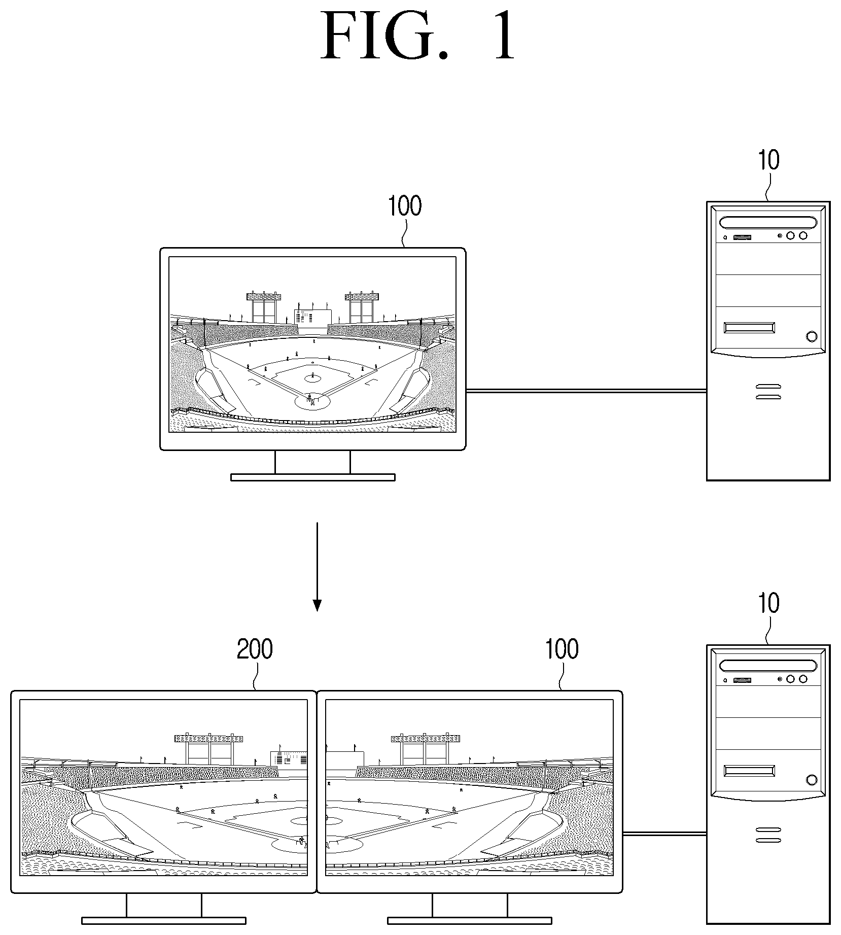 Patent US12619388 Figure 1 – Display apparatus for identifying connection and disconnection of external display device and control method thereof
