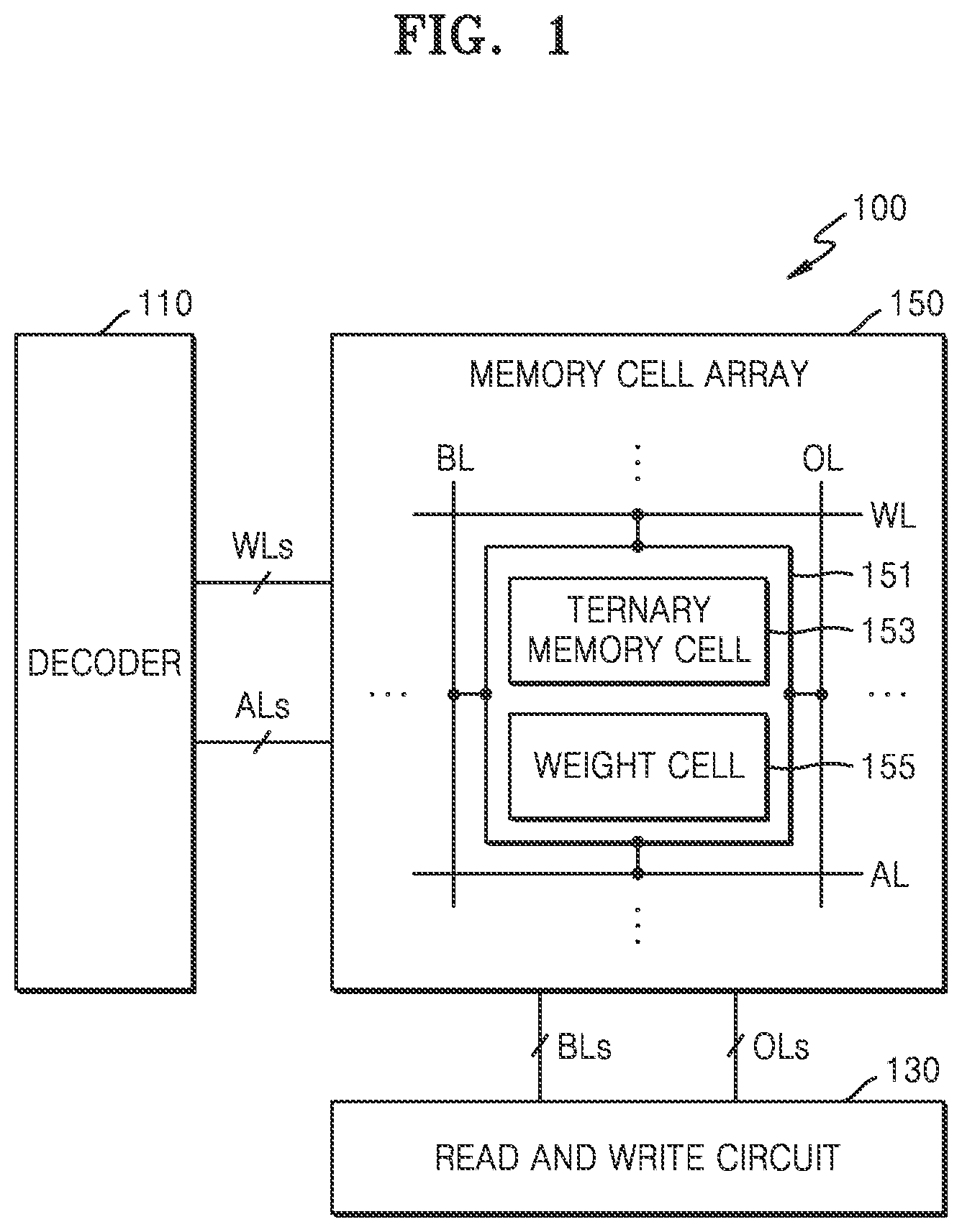 Patent US12619395 Figure 1 – Memory device including ternary memory cell
