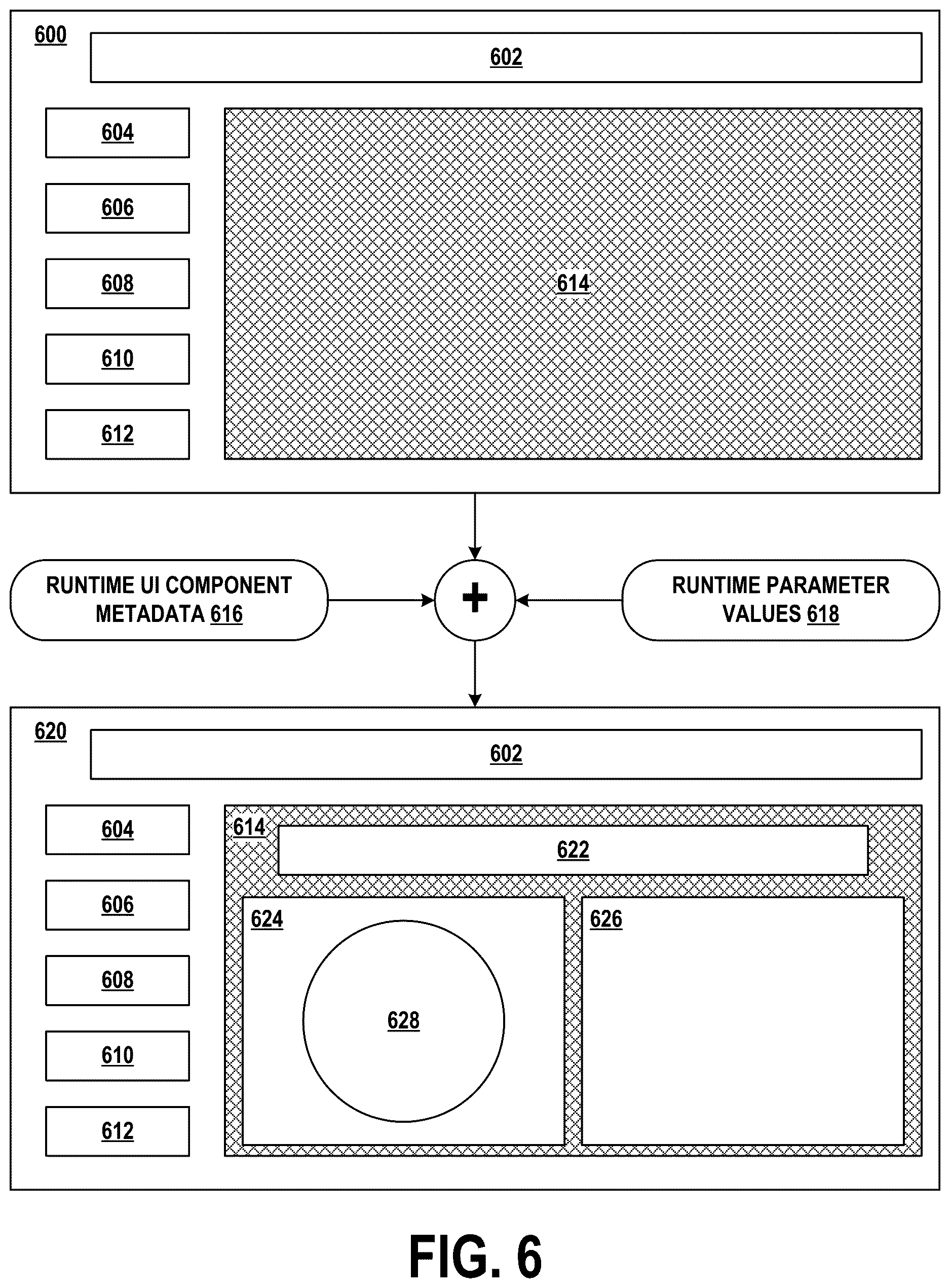 Patent US12619402 Figure 6 – Low-code / no-code layer for interactive application development