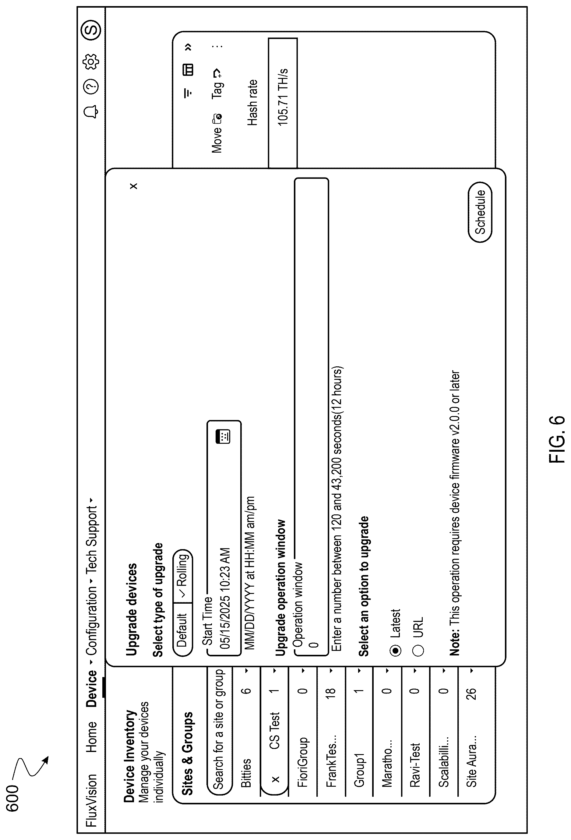 Patent US12619422 Figure 6 – Firmware upgrade of computing device fleets