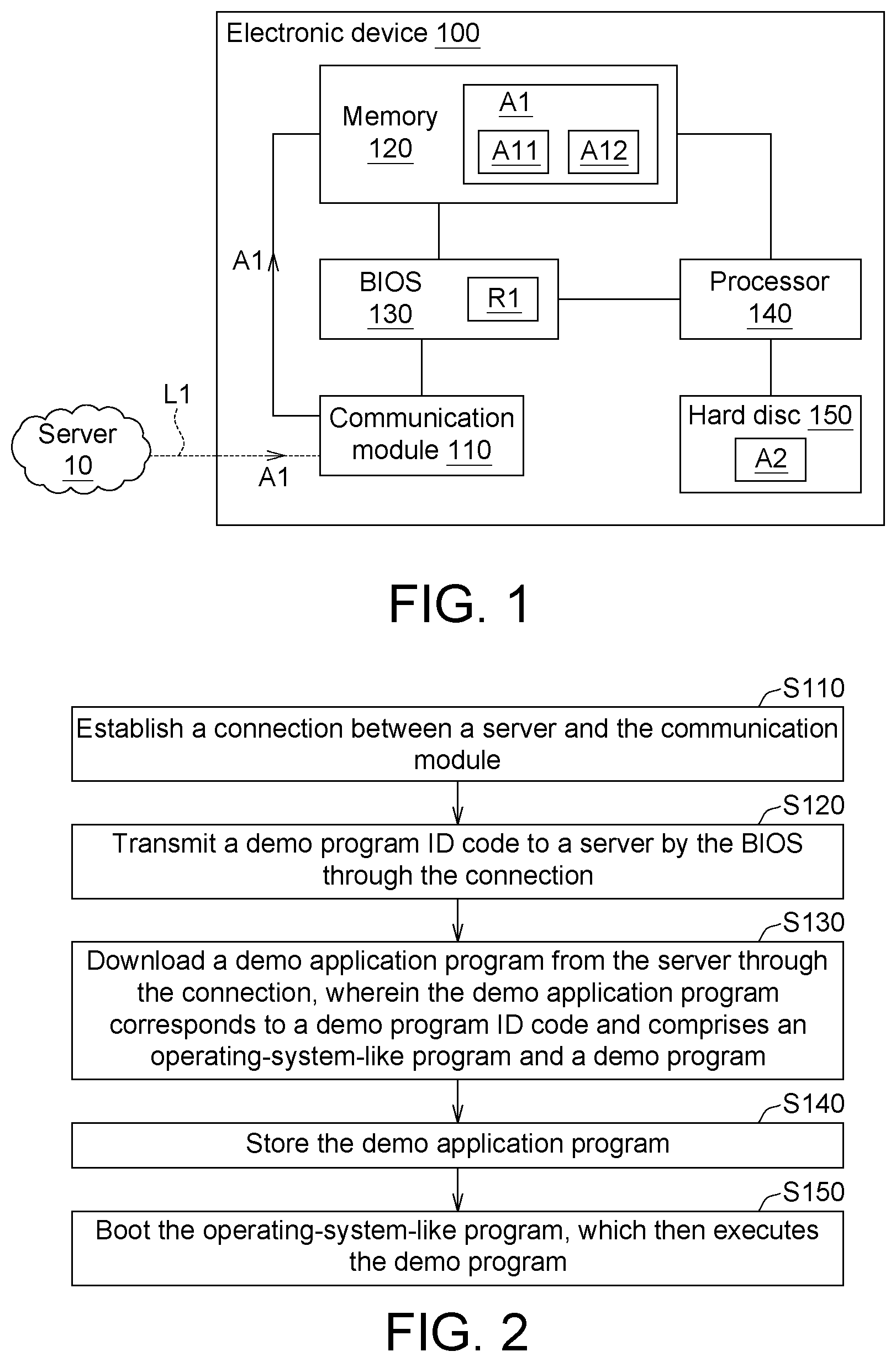 Patent US12619442 Figure 1 – Demo application downloaded through connection comprises operating-system-type program corresponding to demo program identity code
