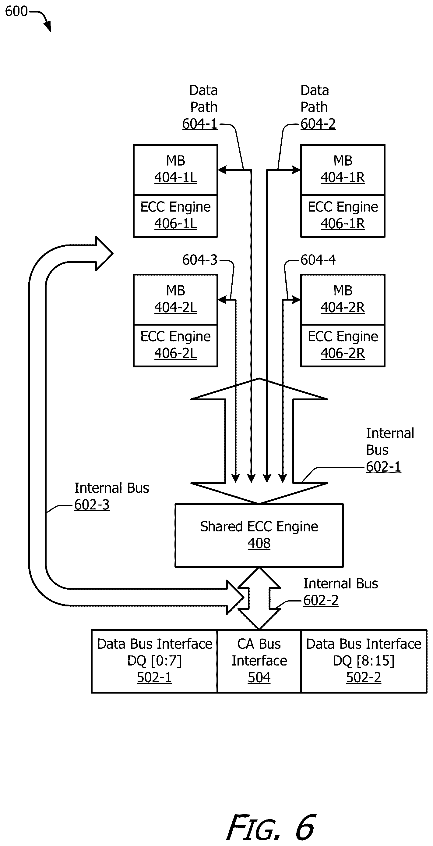Patent US12619493 Figure 6 – Flexible bit quantities for error correction code (ECC) values in a memory environment