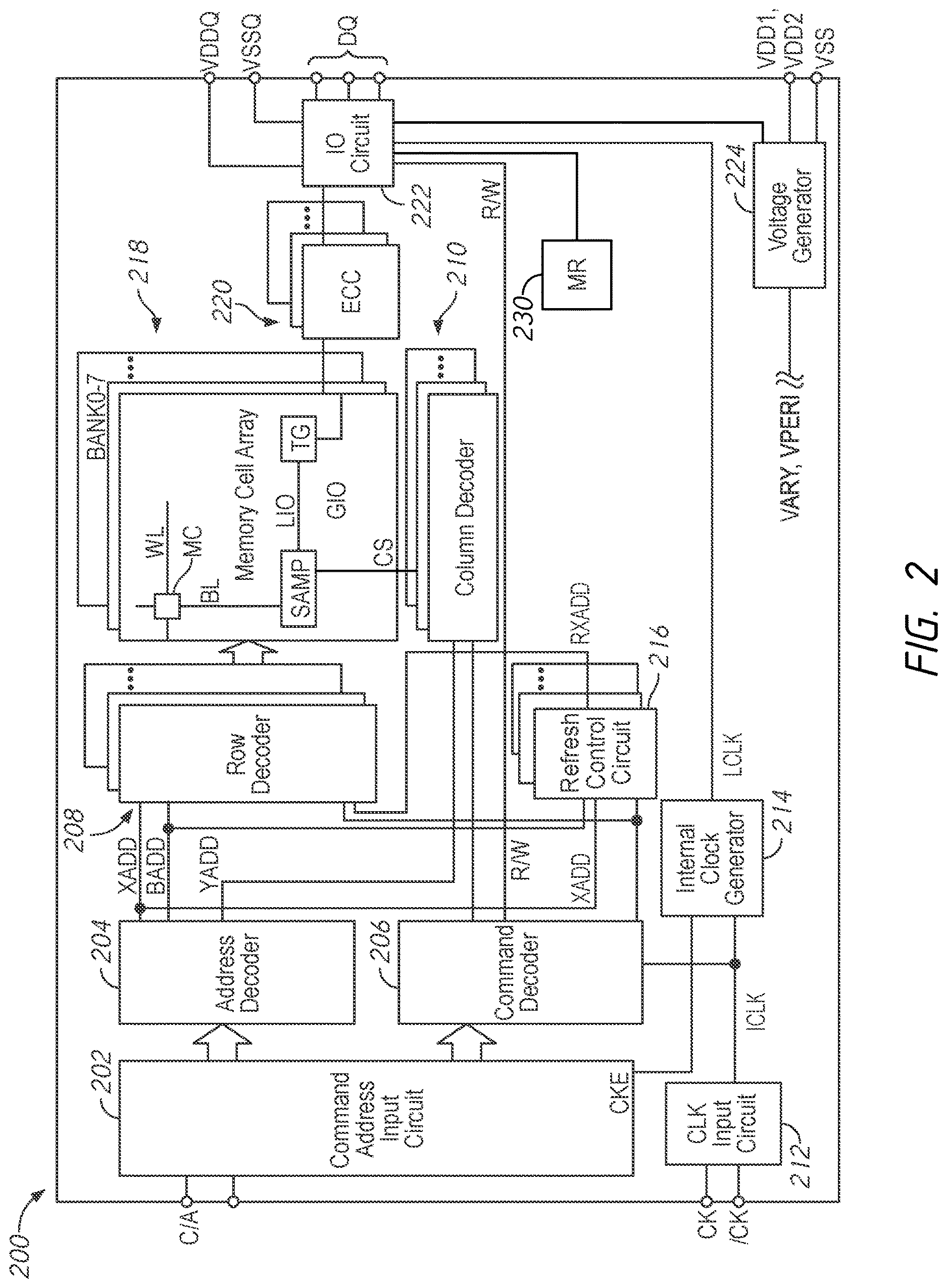 Patent US12619496 Figure 2 – Apparatuses and methods for bounded fault compliant metadata storage