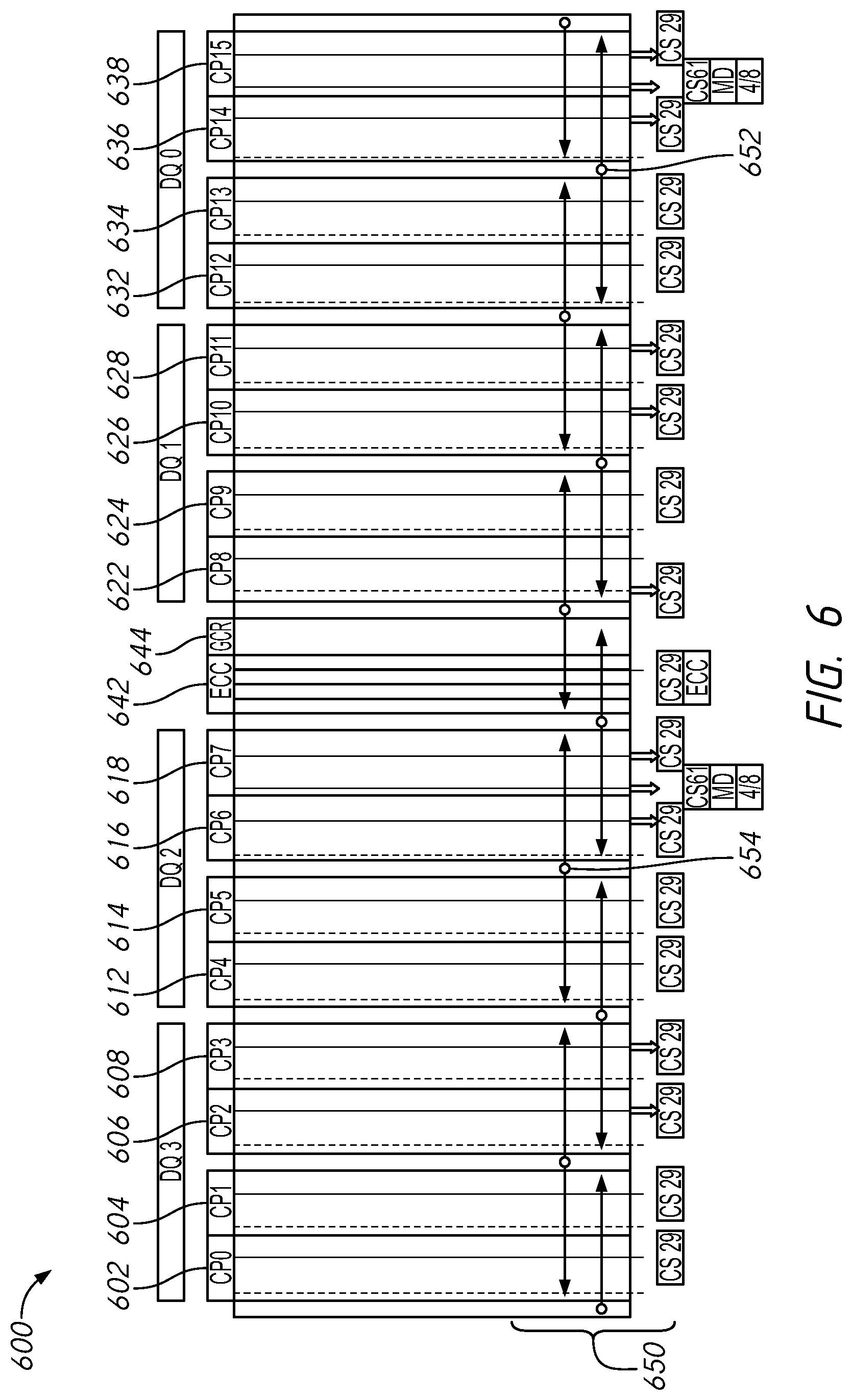 Patent US12619496 Figure 6 – Apparatuses and methods for bounded fault compliant metadata storage