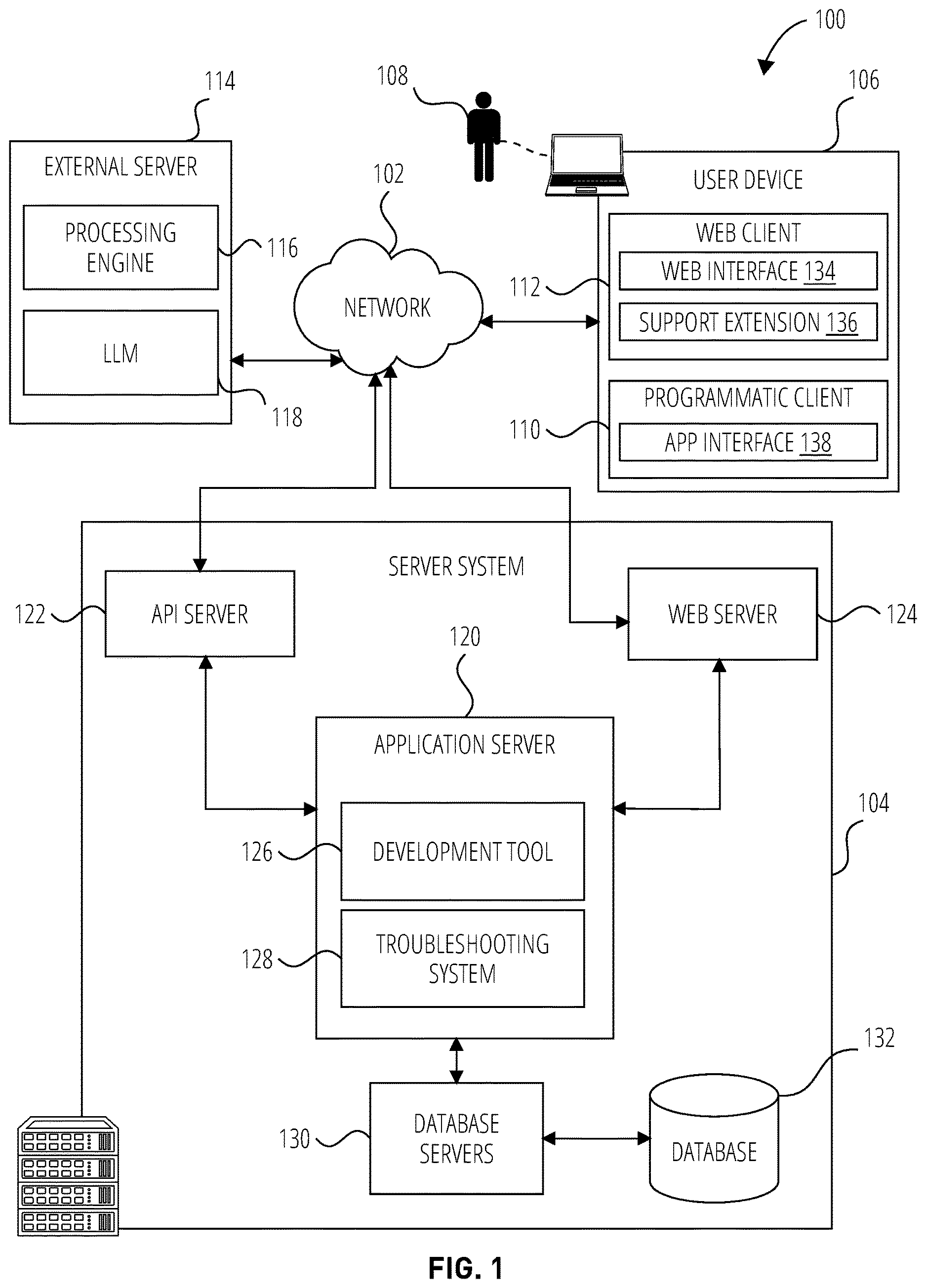 Patent US12619517 Figure 1 – Artificial intelligence-assisted troubleshooting for application development tools
